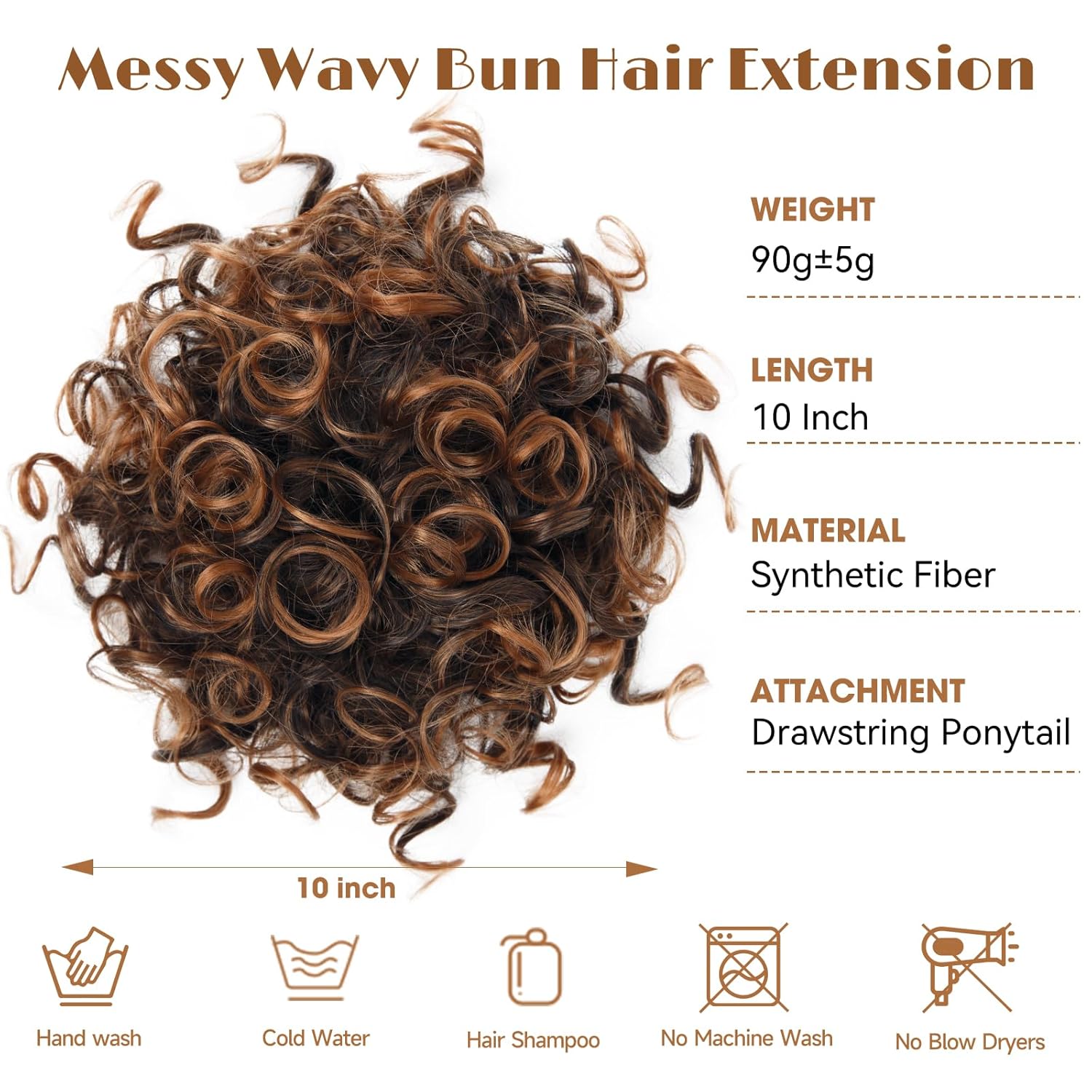 MaopaoBeauty Extensiones de cabello sintético con cordón elástico y ondas sueltas, moño desordenado, moño rizado, moño para mujeres negras, uso