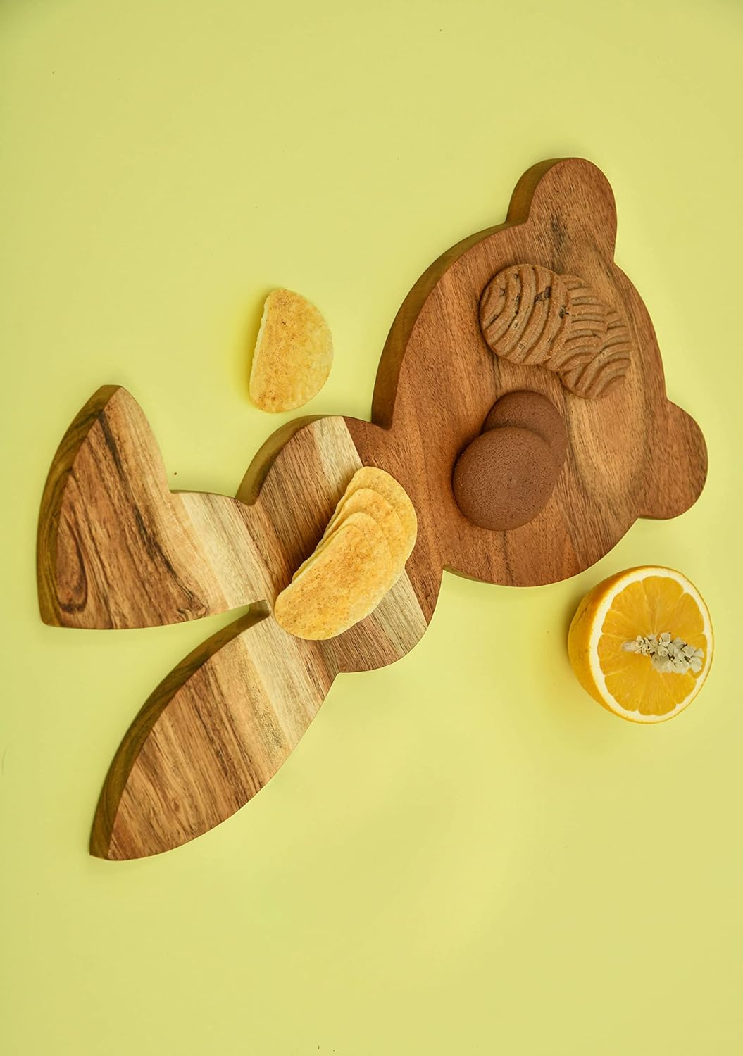 Tabla de cortar de conejo de madera decorativa para cocina, bloque de carnicero de 15 pulgadas de largo x 7 pulgadas de ancho, plato para servir