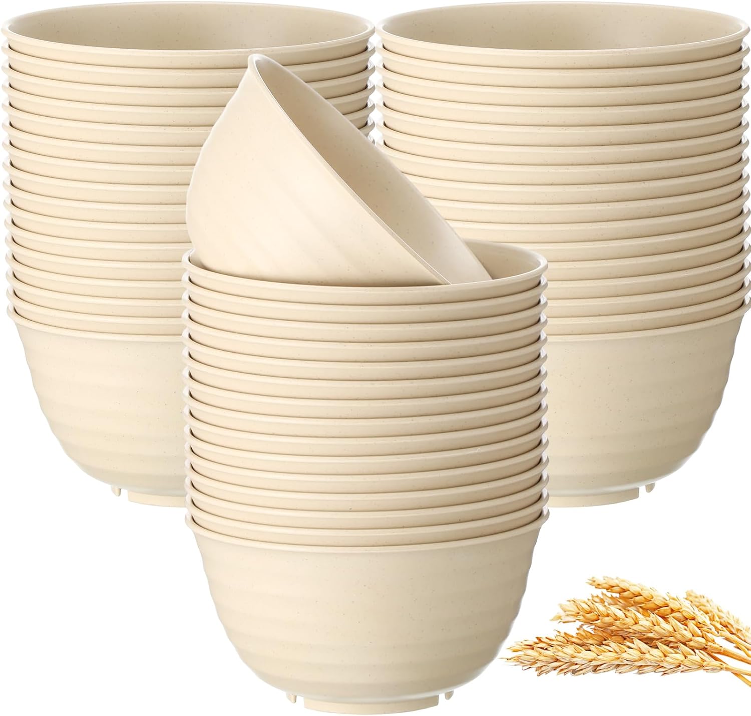 Kigley Juego de 24 cuencos irrompibles de 30 onzas con paja de trigo, aptos para microondas y lavavajillas, reutilizables, para postre, ramen,