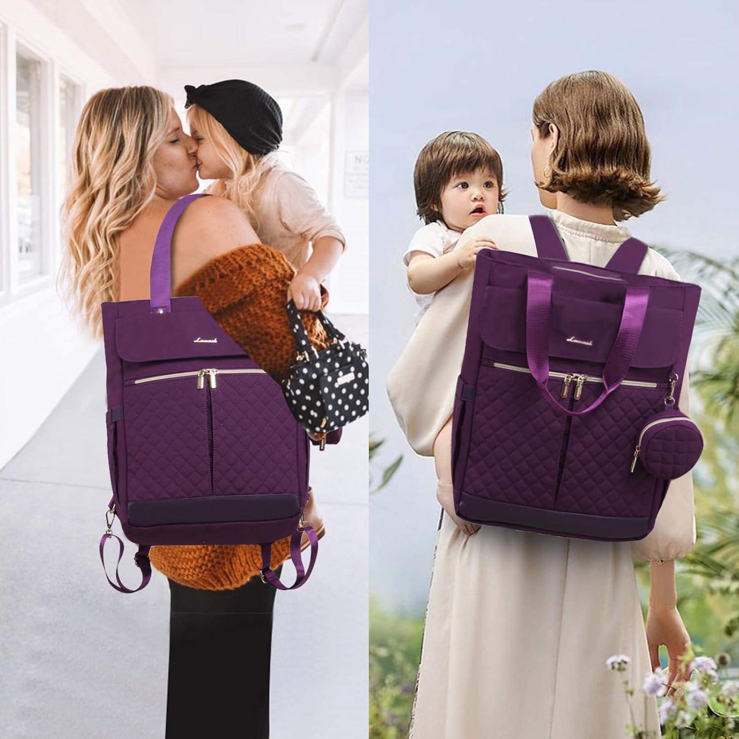 LOVEVOOK Mochila para pañales, bolsa de pañales con bolsillos aislados, bolsa de bebé para niñas y niños con cambiador, bolsa de pañales grande para