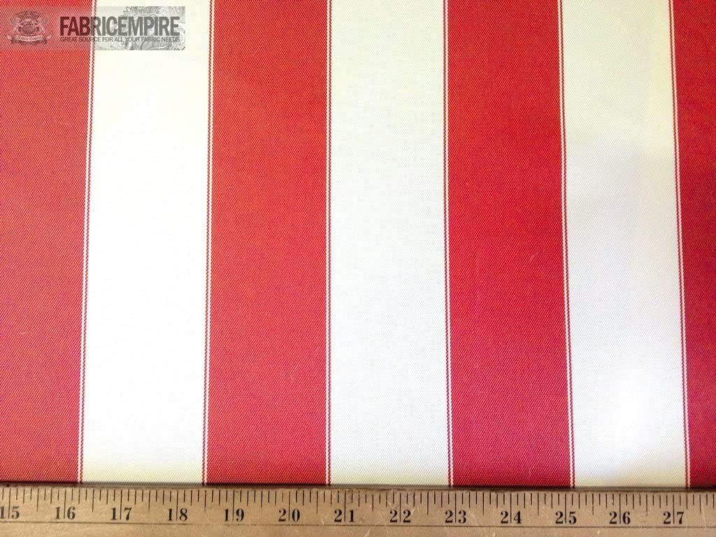 The Yard – Lona impermeable para exteriores con bordes de 60 pulgadas de ancho, tela vendida por The Yard (rojo y blanco, borde de 2 38 pulgadas)