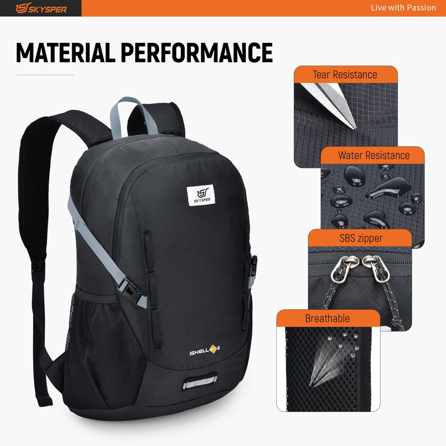 SKYSPER Mochila ligera de senderismo  Mochila de viaje pequeña de 20L Mochila plegable resistente al agua para mujeres y hombres