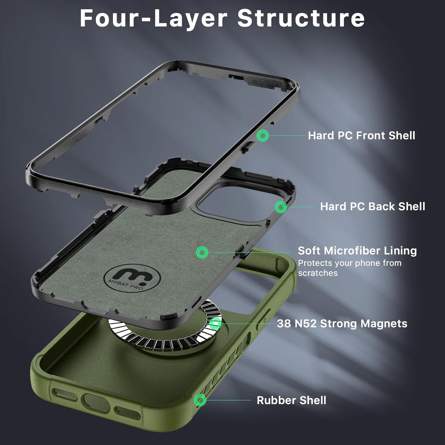 MYBAT PRO Maverick Series – Funda para iPhone 13 Pro con funda de clip para cinturón, con protector de pantalla, anticaídas, a prueba de golpes, con