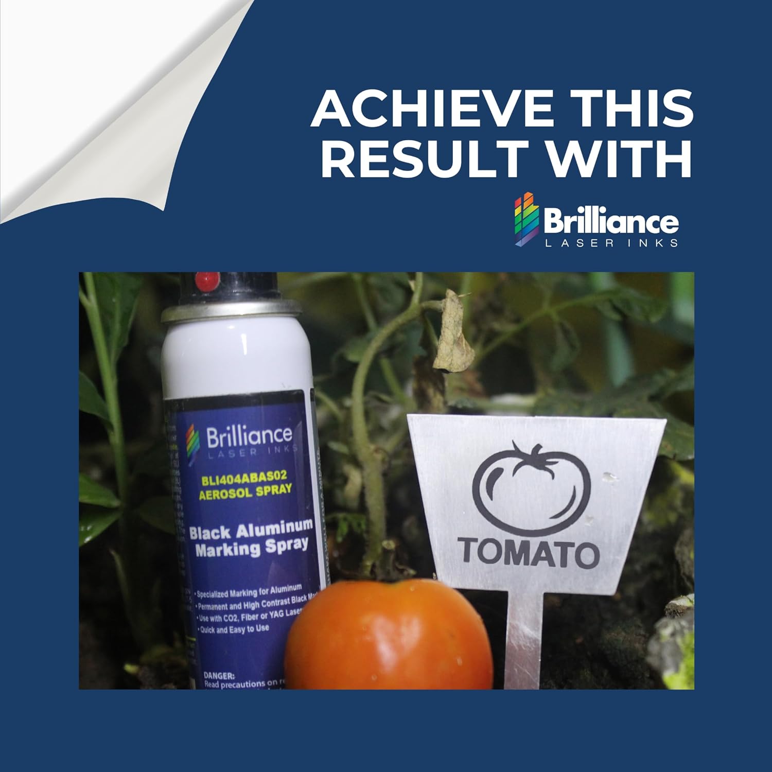 Brilliance Laser Inks Spray de marcado láser de aluminio de 2 onzas, negro, antiobstrucciones, aerosol permanente de grabado de metal, compatible