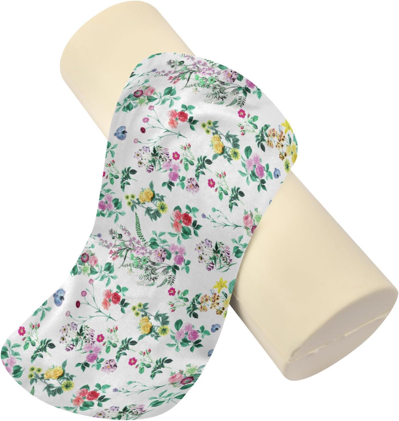 Almohada con diseño de hojas y flores silvestres para piernas para dormir, almohada cervical con funda de almohada larga redonda para cama