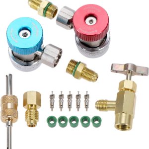 Aupoko Adaptadores AC R134A Acopladores rápidos con kit de válvula de grifo de lata, accesorios de adaptador R134A ajustable, acoplador rápido, Aupoko Adaptadores AC R134A Acopladores rápidos con kit de válvula de grifo de lata, accesorios de adaptador R134A ajustable, acoplador rápido,