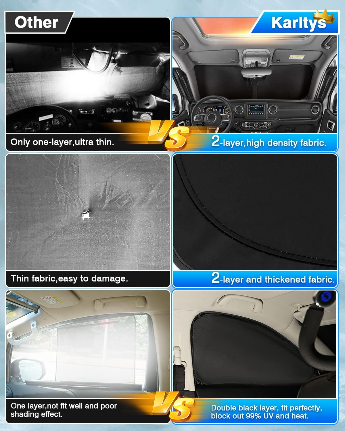 Karltys Parasol para Ford F-150 2009-2014 F150, accesorios para parabrisas, cubierta plegable para ventana lateral delantera, doble capa 210T,