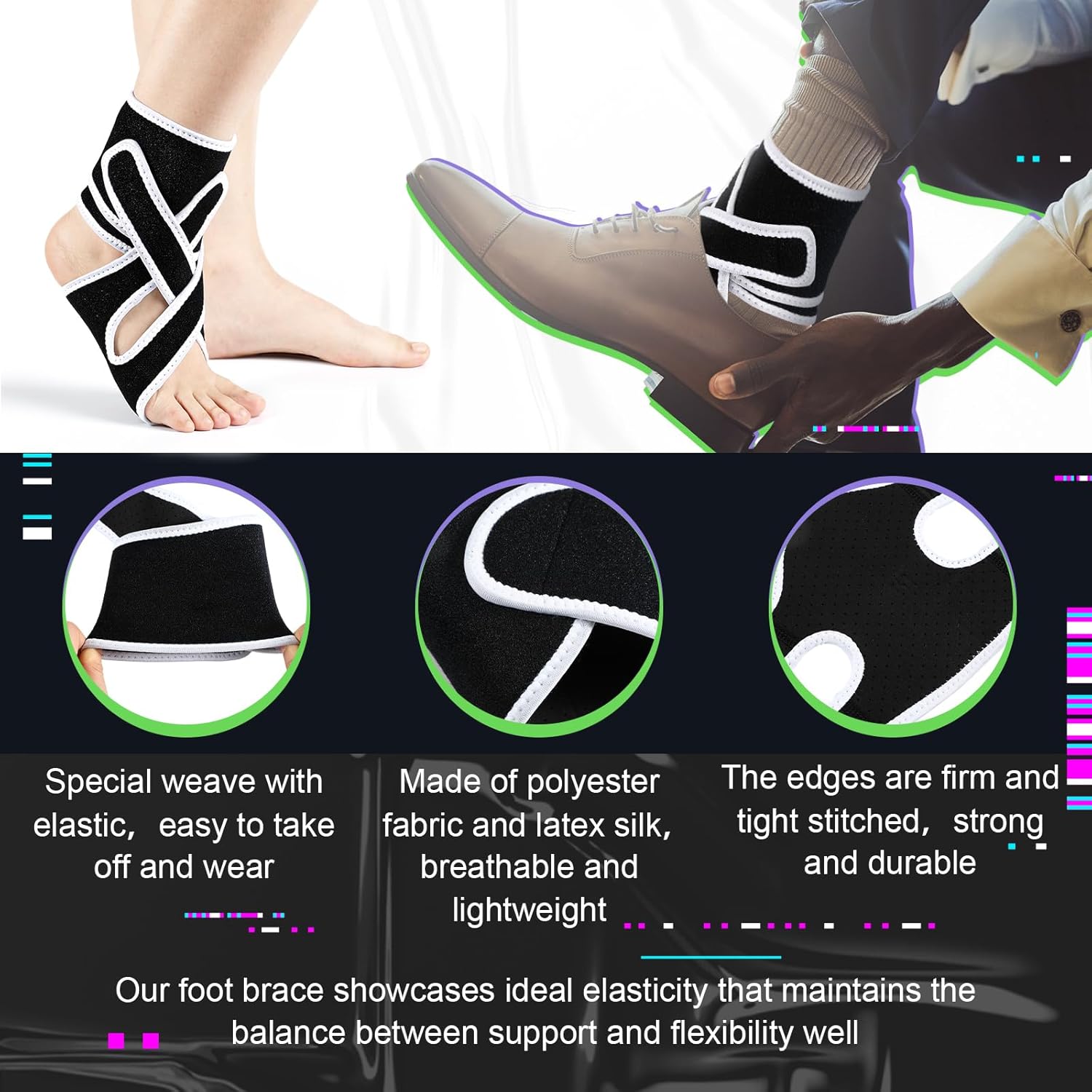 Vertintong AFO – Soporte para pie izquierdo para caminar con zapatos y calcetines, tobillera ajustable que proporciona soporte para caídas de pies,