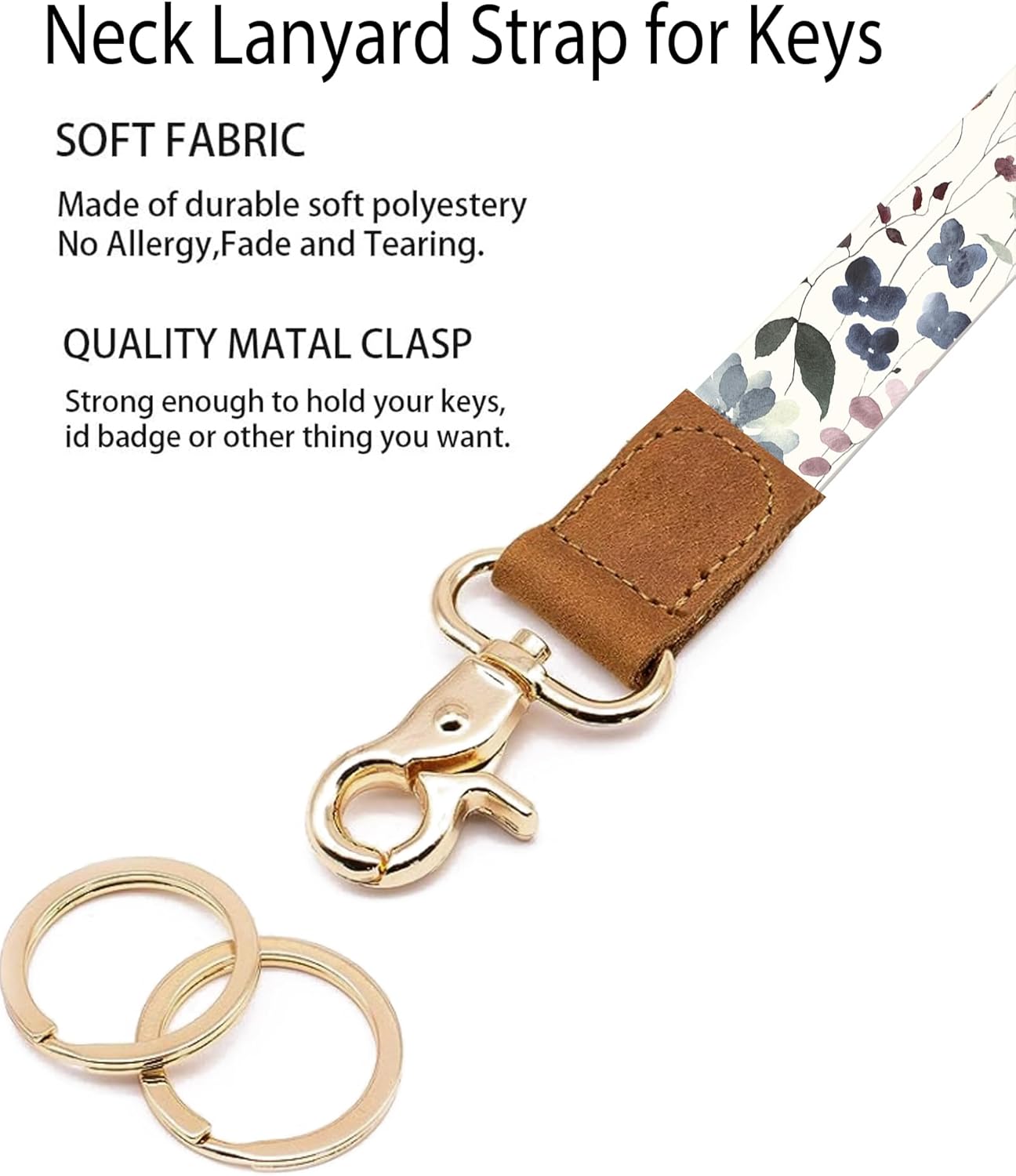 NUGGHU Cordones para llaves, llavero largo duradero para mujeres y hombres, lindo cordón para el cuello para soporte de tarjetas de identificación,