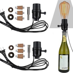 Kit de lámpara de botella con broca de vidrio de 0.354 in, kit de lámpara para botellas de licor con enchufe deslizante y cable de alimentación de 8 Kit de lámpara de botella con broca de vidrio de 0.354 in, kit de lámpara para botellas de licor con enchufe deslizante y cable de alimentación de 8