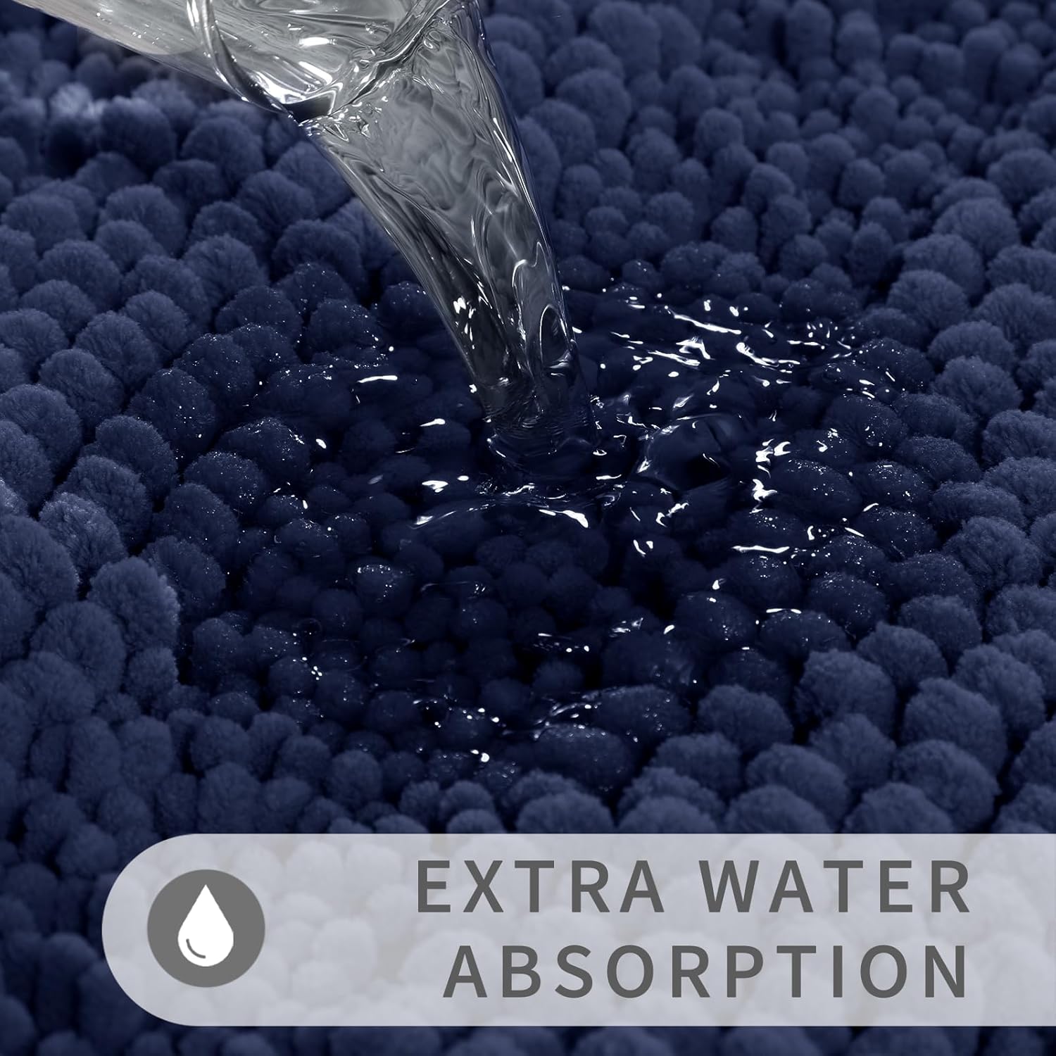 Yimobra Tapete de baño de felpilla a rayas, lujoso, extra grueso y suave, esponjoso, absorbente, antideslizante, lavable a máquina, tapetes de baño