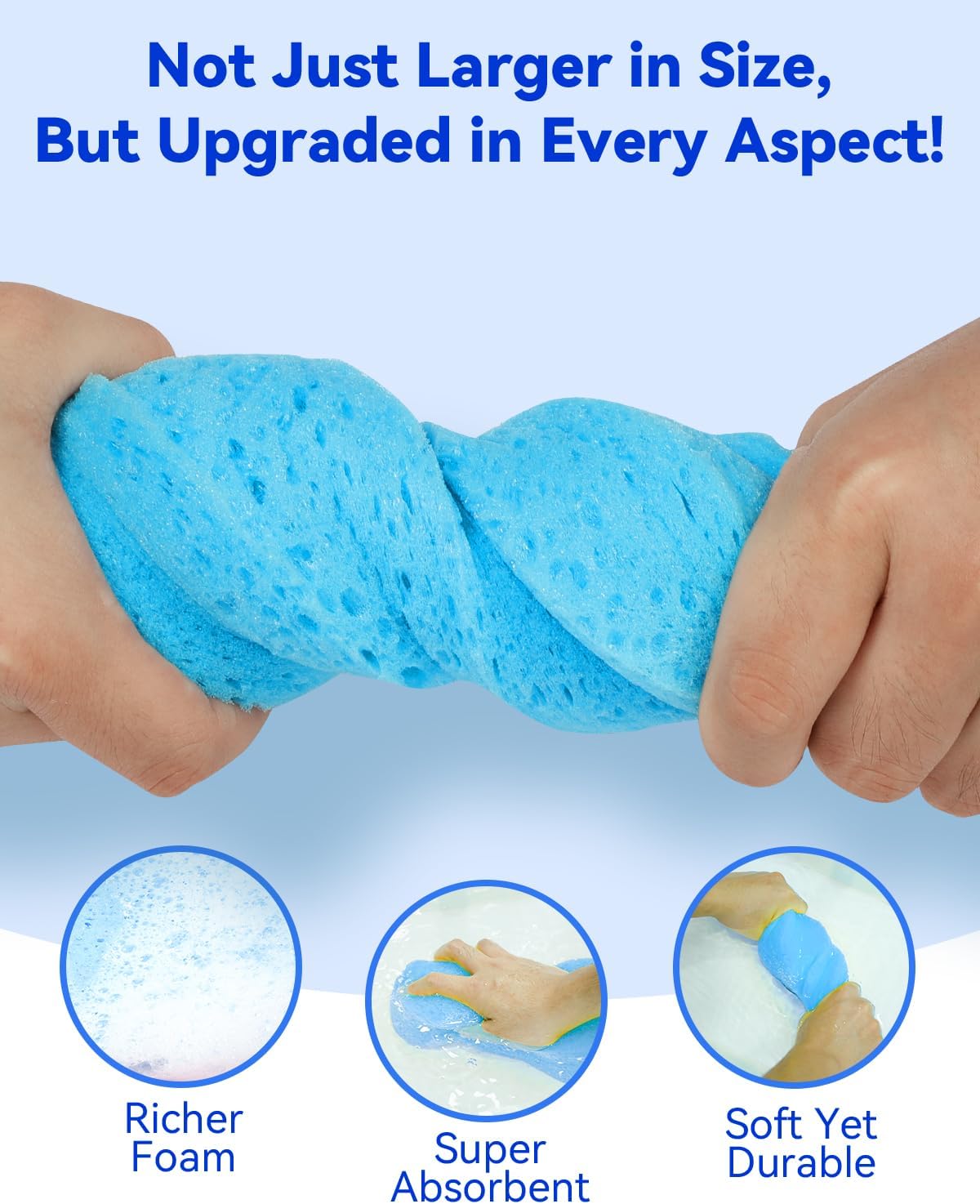 Esponja de lavado de autos, esponjas multiusos grandes para limpieza, kit de limpieza de espuma de 2.4 pulgadas de grosor, esponjas para platos,