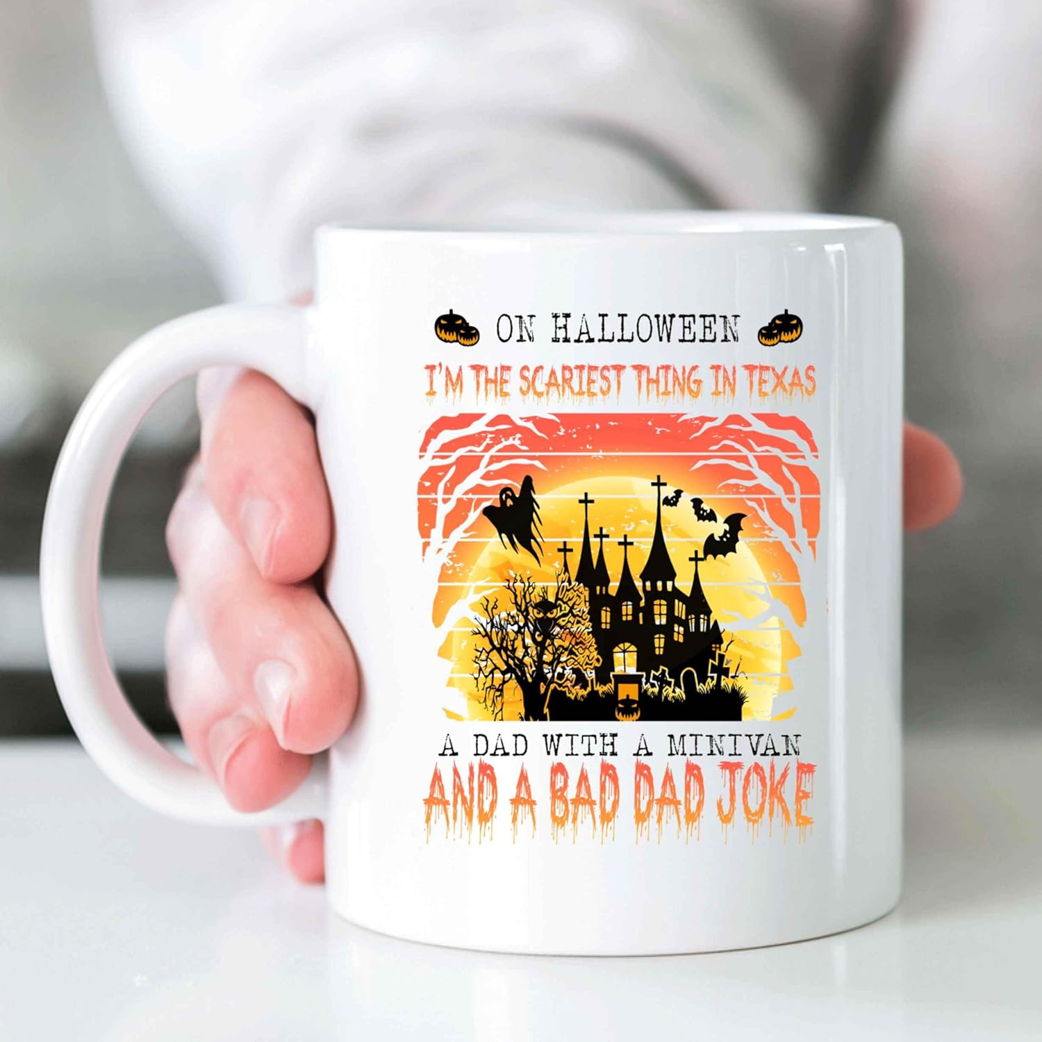 Funny Gift Novelty & Custom Gift For Dad, Husband, Son Or Brother, For Halloween – On Halloween I’m The Scariest Thing In Texas A Dad With A Minivan
