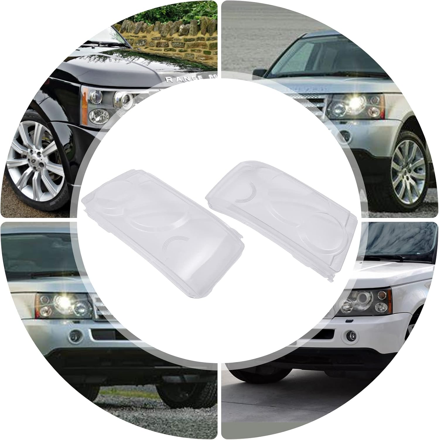 1 par de cubiertas de lente de faros delanteros izquierdo y derecho para faros delanteros de automóvil, carcasa de policarbonato compatible con Land