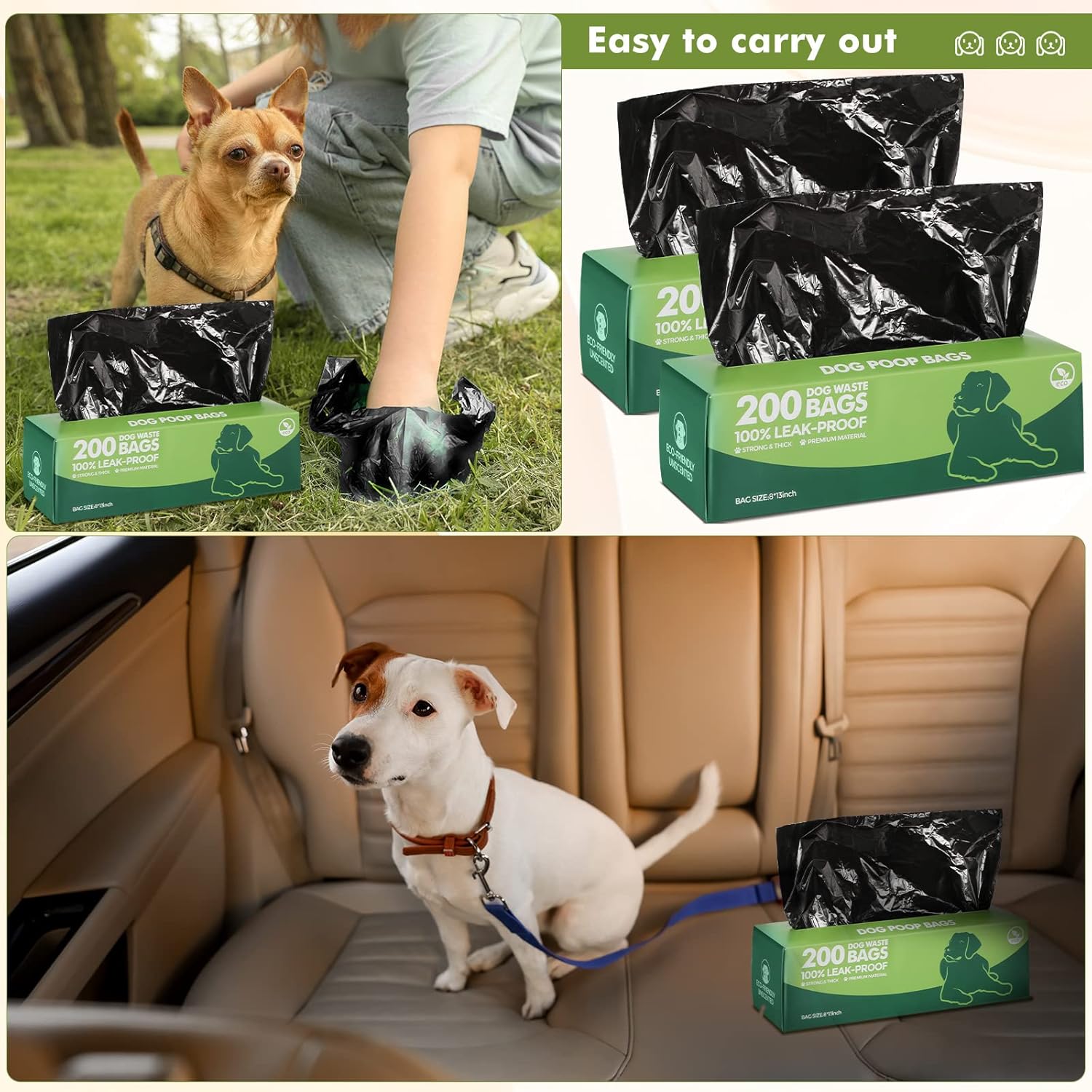 Sherr 20 rollos en caja, 4000 unidades, bolsas para excrementos de perro, a prueba de fugas, bolsas universales para desechos de mascotas, bolsas