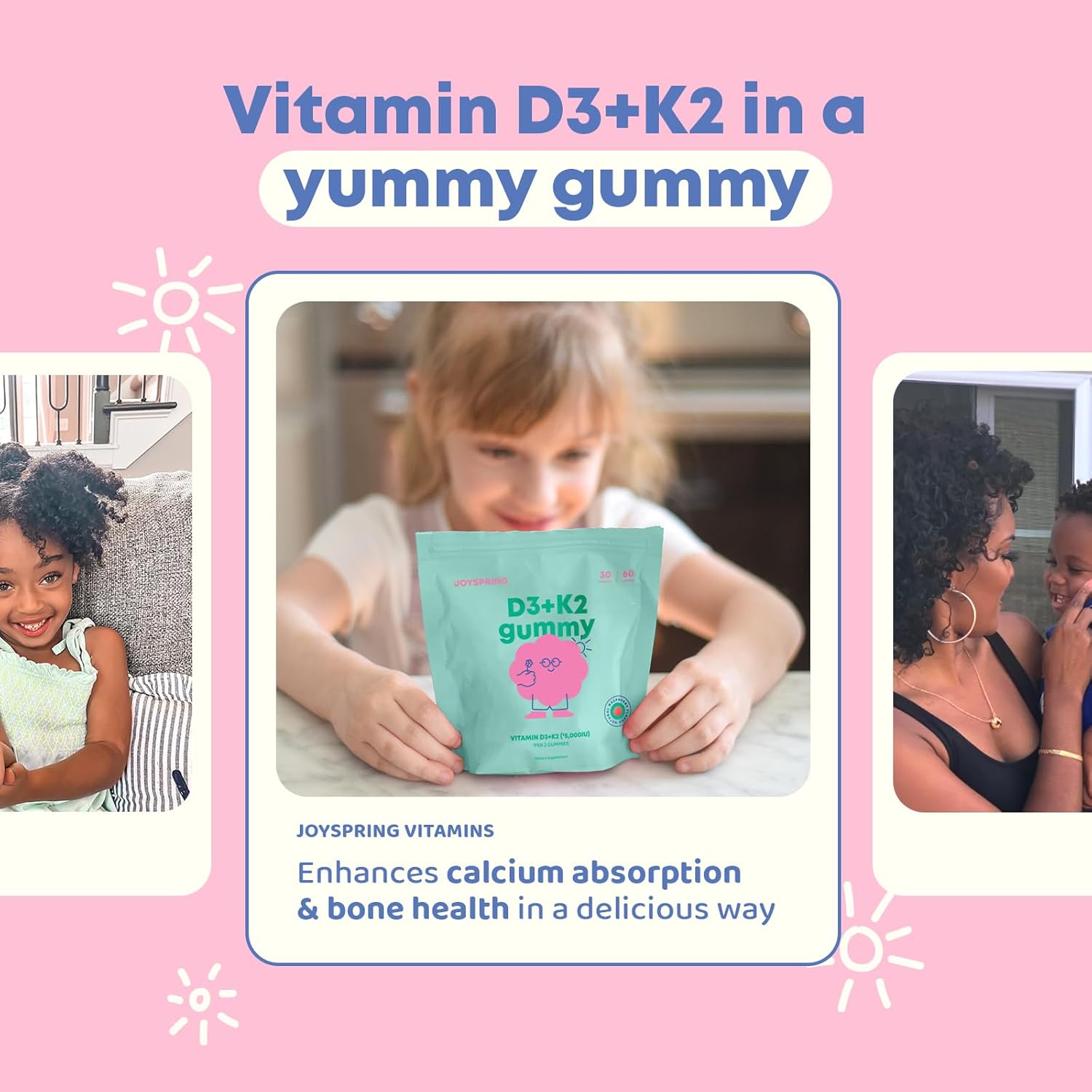JoySpring Gomitas líquidas de vitamina D y vitamina D3 para niños