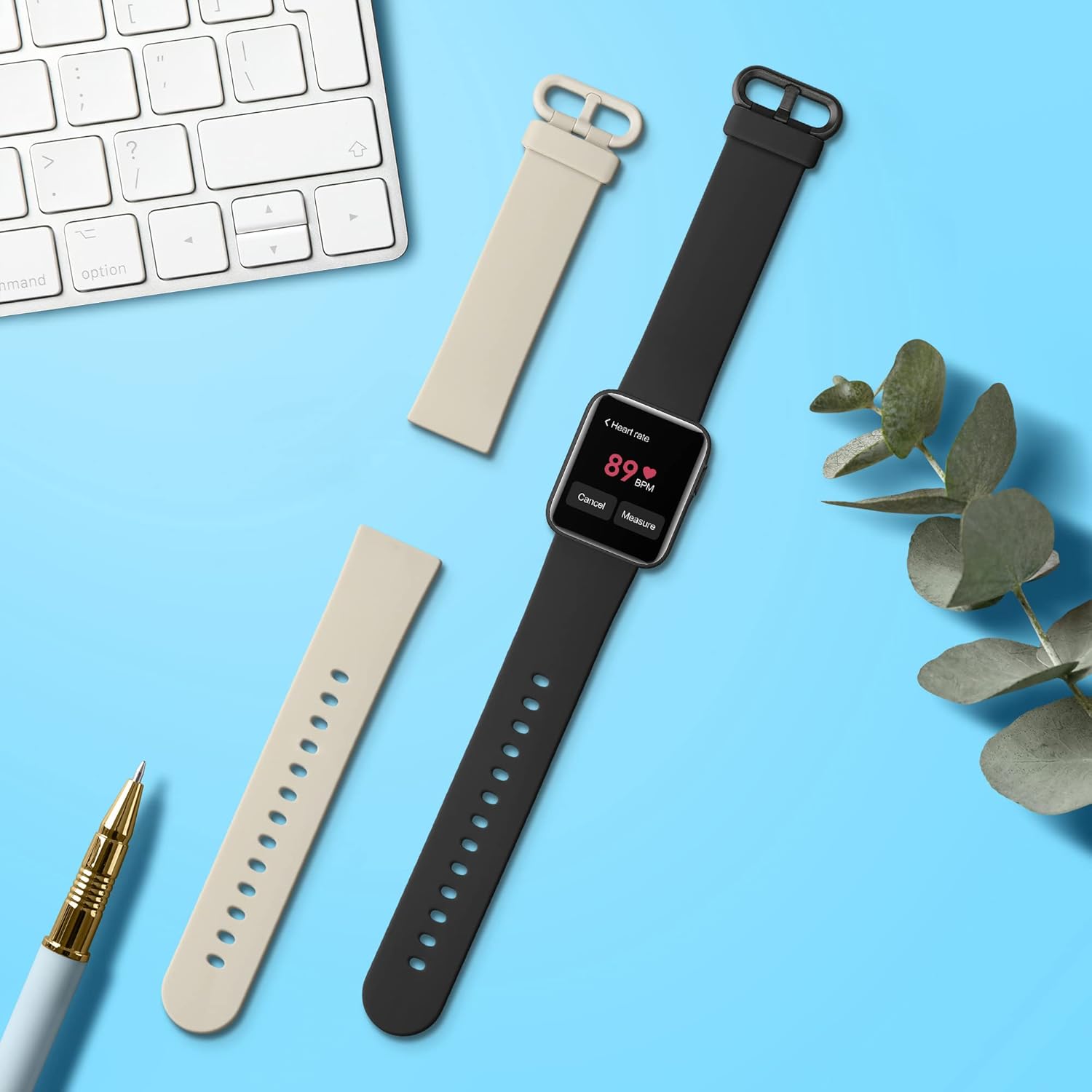 kwmobile Correas compatibles con correas de reloj Xiaomi Mi Watch LiteRedmi – 2 correas de reloj de silicona de repuesto, color negroazul oscuro