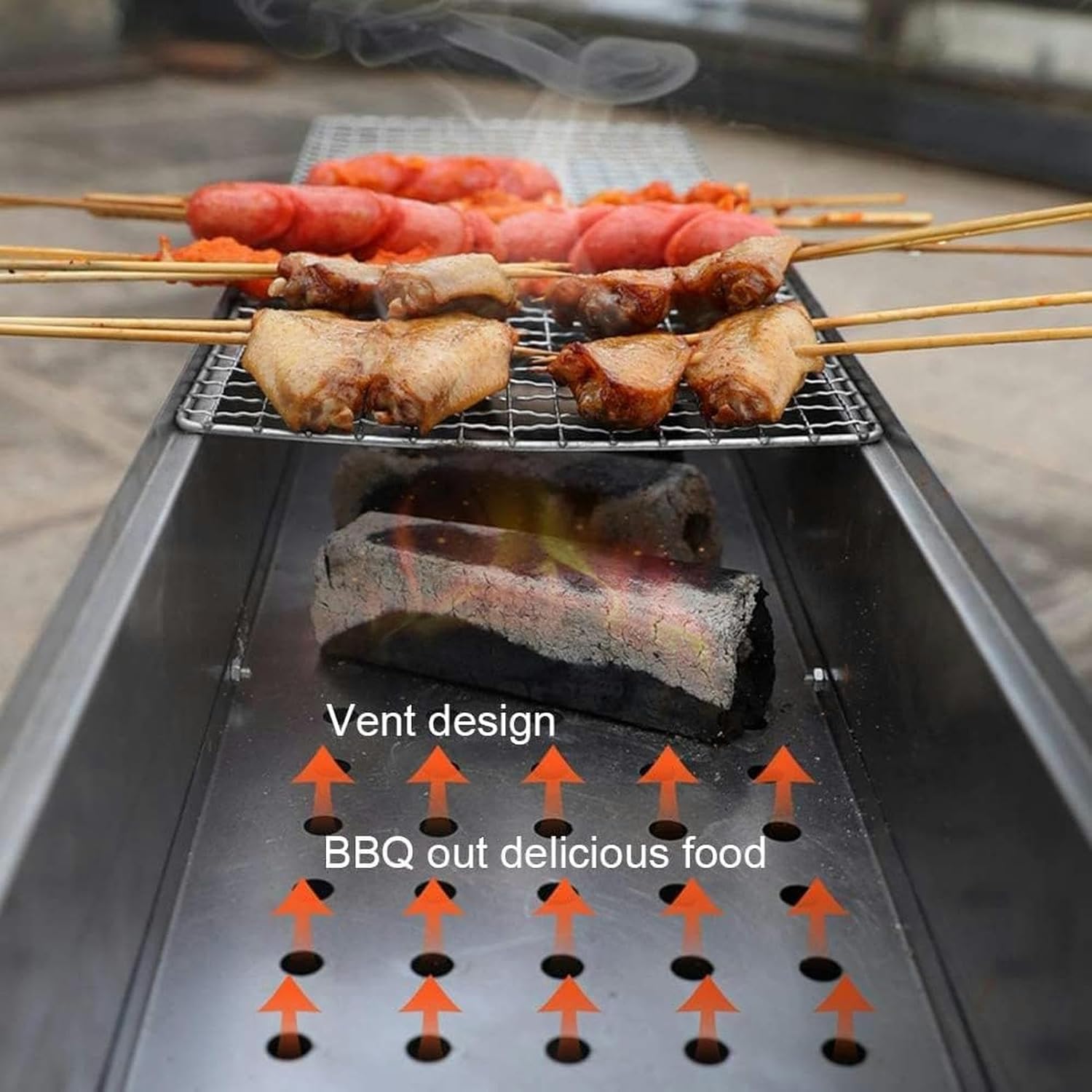 Portable foldable barbecue grill Smoked charcoal grill Outdoor picnic grill Desktop barbecue grill Suitable for 5-10 people barbecue tools