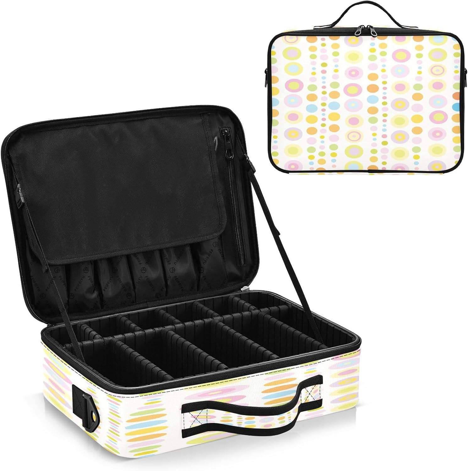Zathe Circles Spots Colorful toiletry cosmetic bag travel make up bag make up organizing bag train case makeup bag cosmetiquera de viaje para hombre