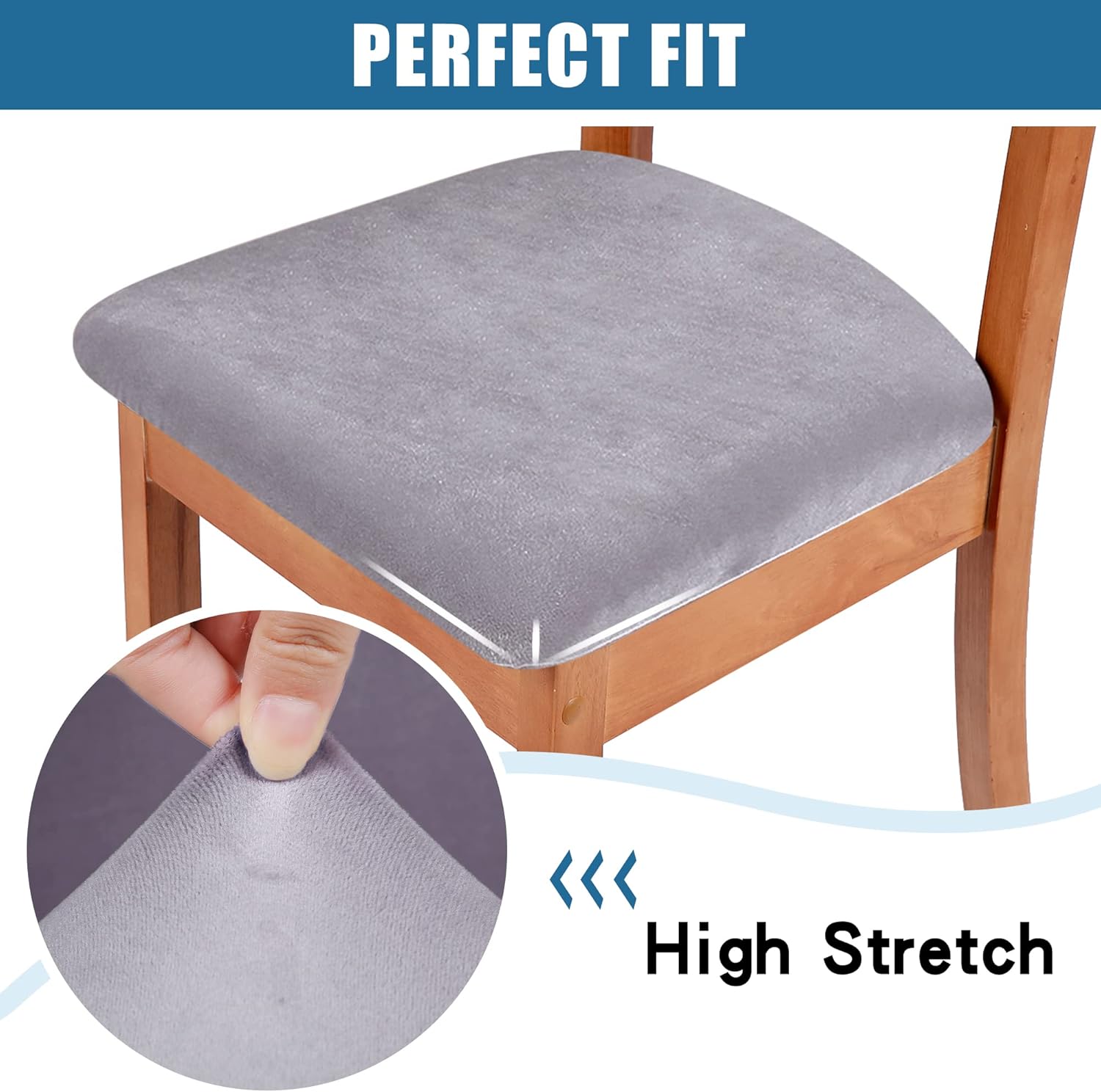 Smiry – Originales fundas para asiento de silla de comedor, de terciopelo, con lazos, desmontables, lavables, elásticas, protectoras