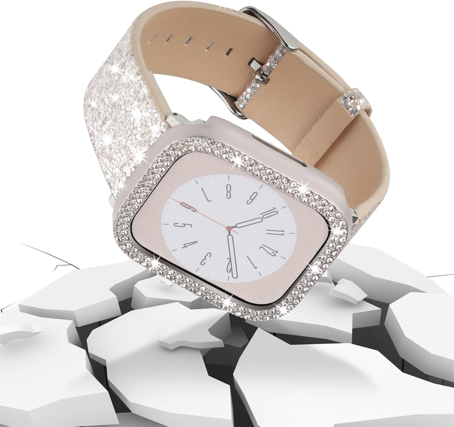 Correas brillantes compatibles con Apple Watch Band + funda Ultra 21 de 1.49, 1.57, 1.61, 1.65, 1.73, 1.77 y 1.73 pulgadas, correa de cuero con