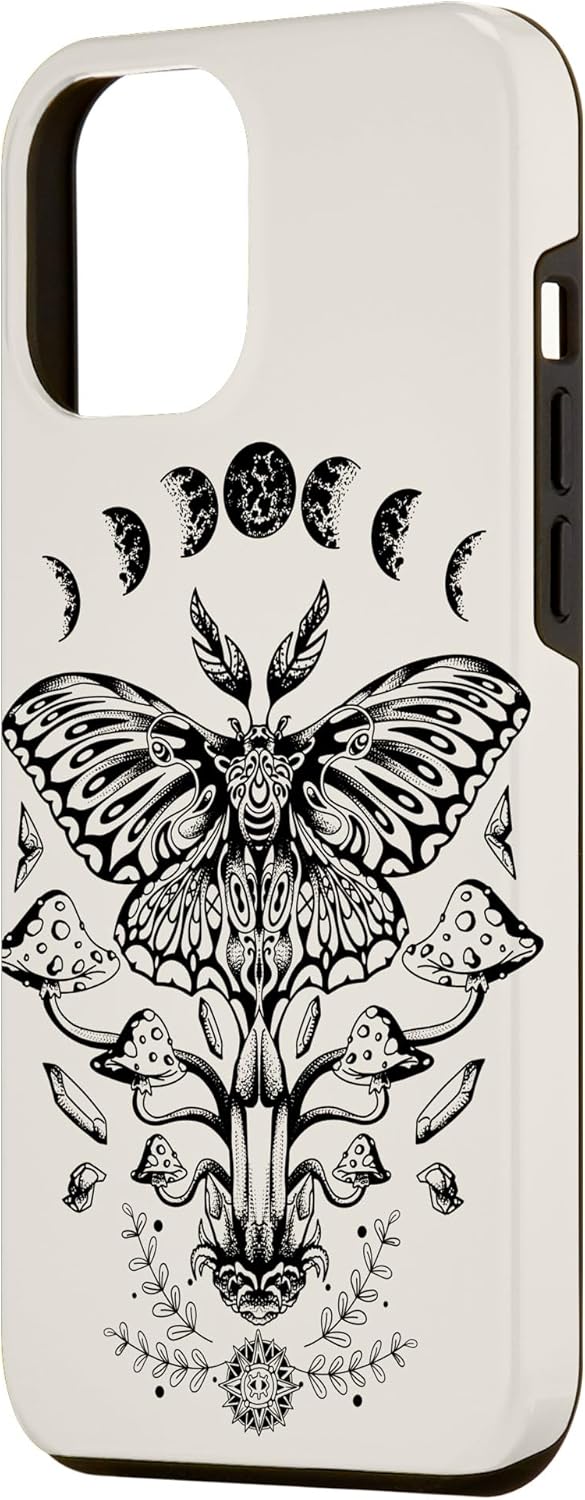 iPhone 12 Pro Max Cottagecore Mushroom Grunge Goth Moth Moon Fases Goblincore Case