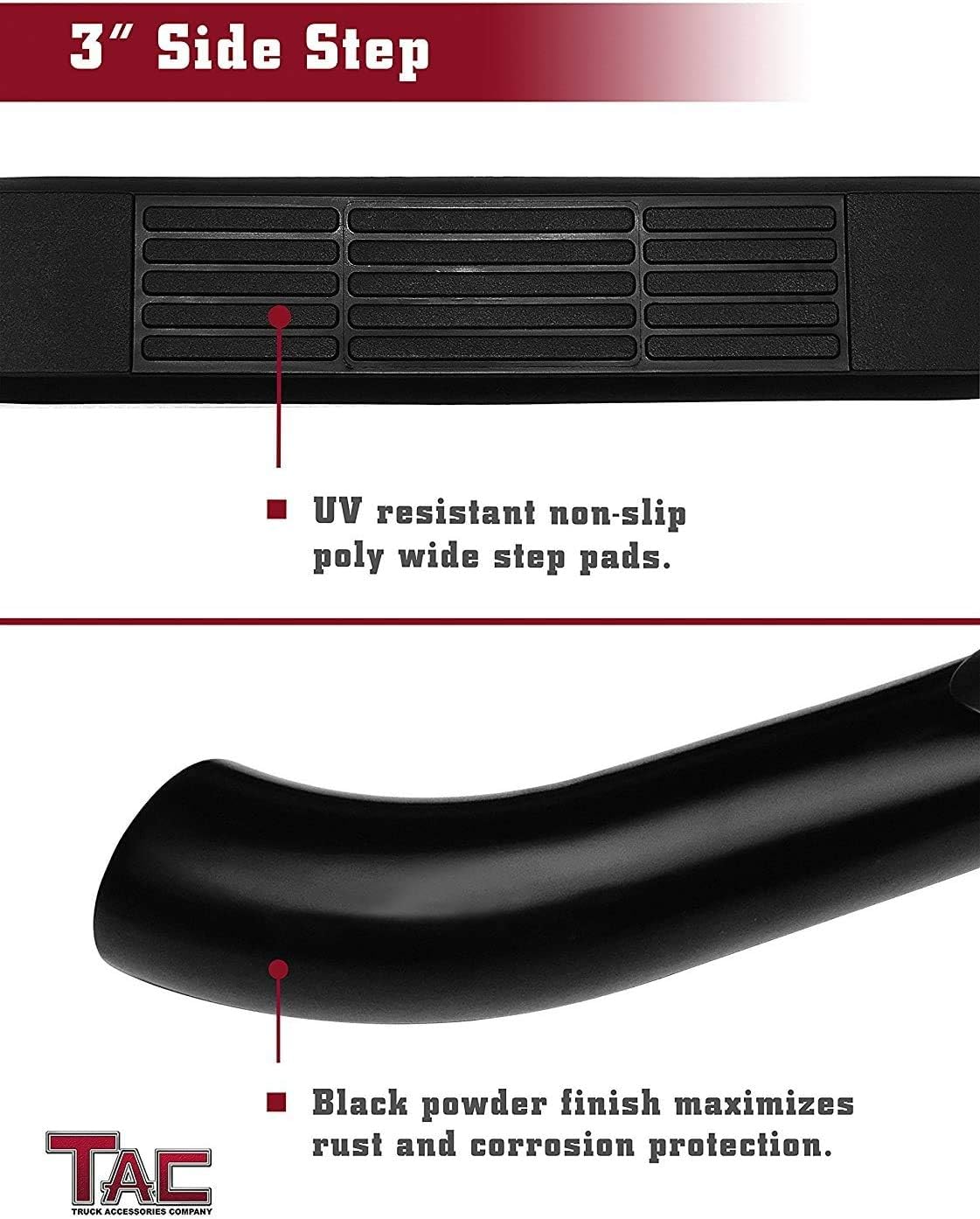 TAC – Estribos laterales negros de 3 pulgadas, compatibles con Toyota Tacoma 2005-2023, barras laterales de cabina de acceso, barras Nerf, rieles de