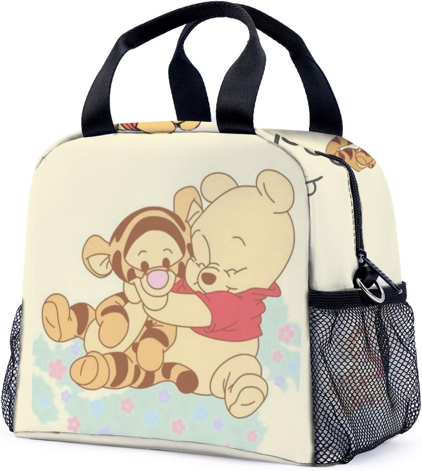 Bolsa de almuerzo con diseño de oso de dibujos animados, bolsa de almuerzo reutilizable a prueba de fugas con correa ajustable para el hombro
