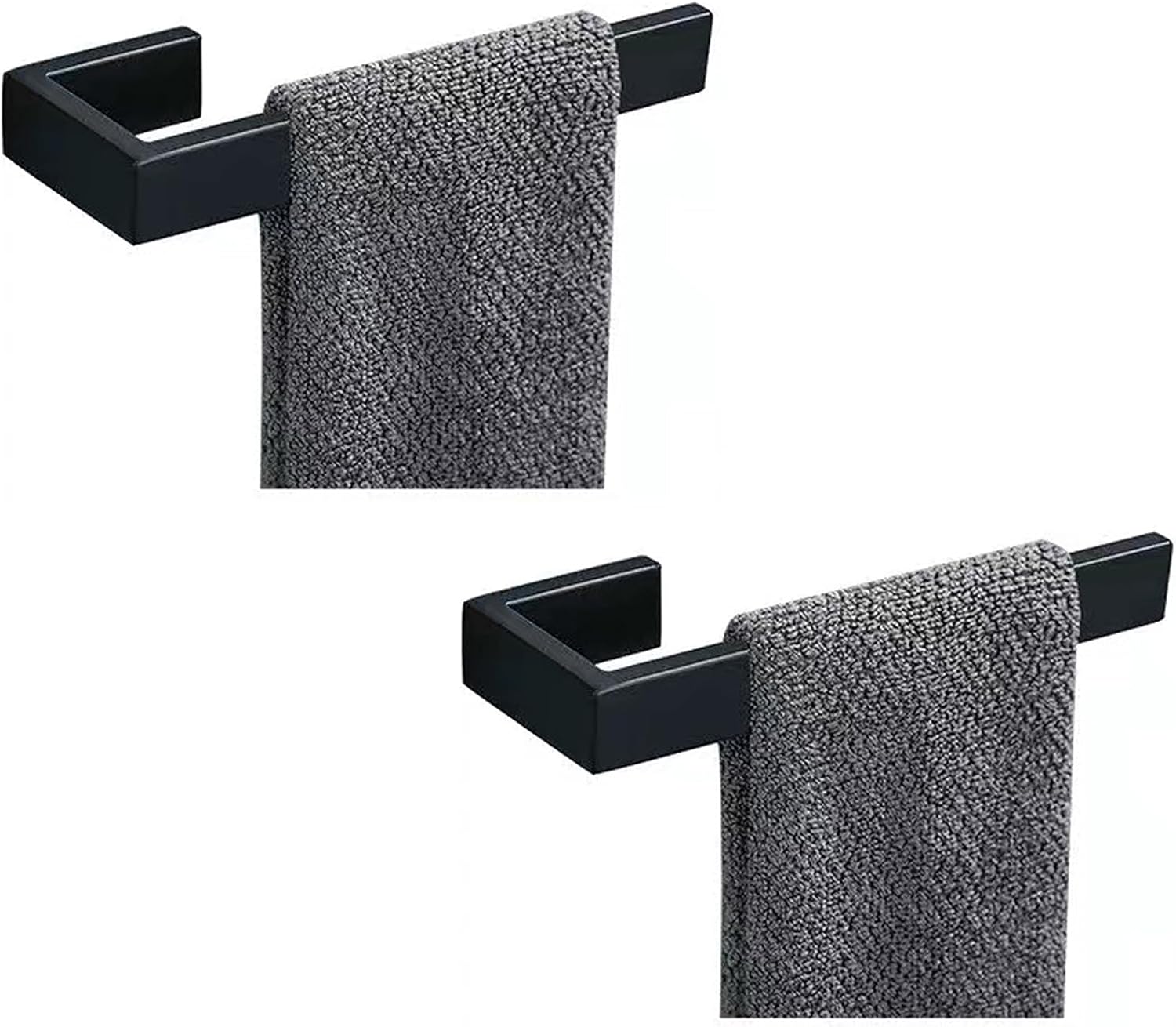 Toallero de mano de 2 piezas, anillo de toalla  Toallero grueso de acero inoxidable SUS 304 para pared de baño, barra de toalla de mano rectangular