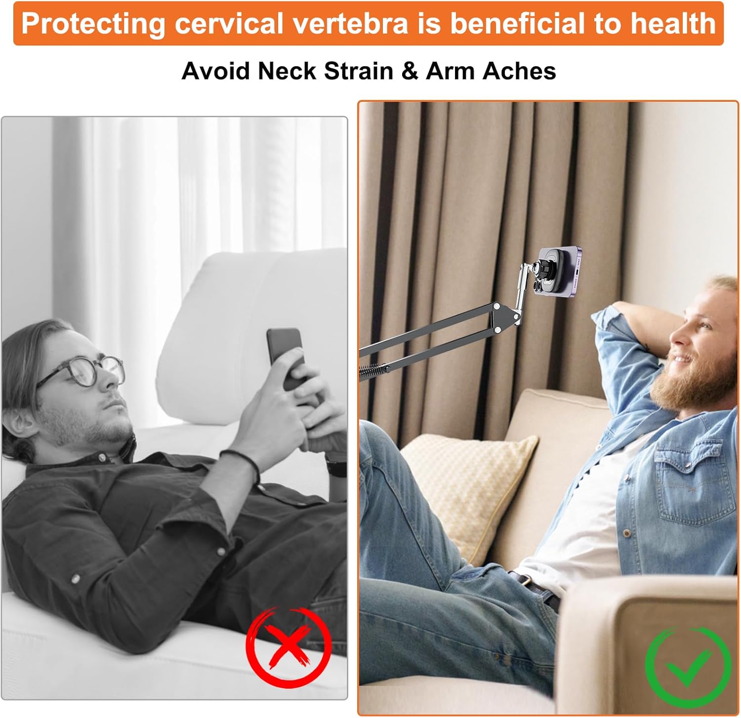VRIG – Soporte magnético para teléfono celular para grabación de video, soporte ajustable para teléfono celular de escritorio o cama, para iPhone