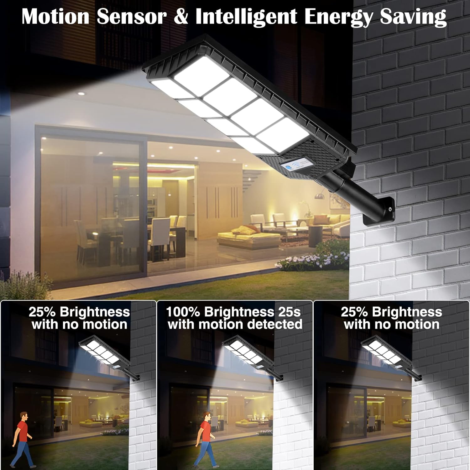 ZJOJO Farolas solares impermeables para exteriores, 6500 K, 10000 lúmenes, 448 LED, luces solares de estacionamiento del atardecer al amanecer, luz
