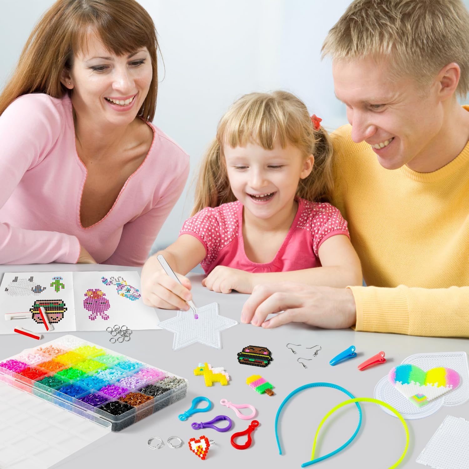 Kit de 17060 cuentas de fusibles para niños, juego de cuentas de fusión para manualidades, incluye 24 colores de cuentas de hierro de 0.096