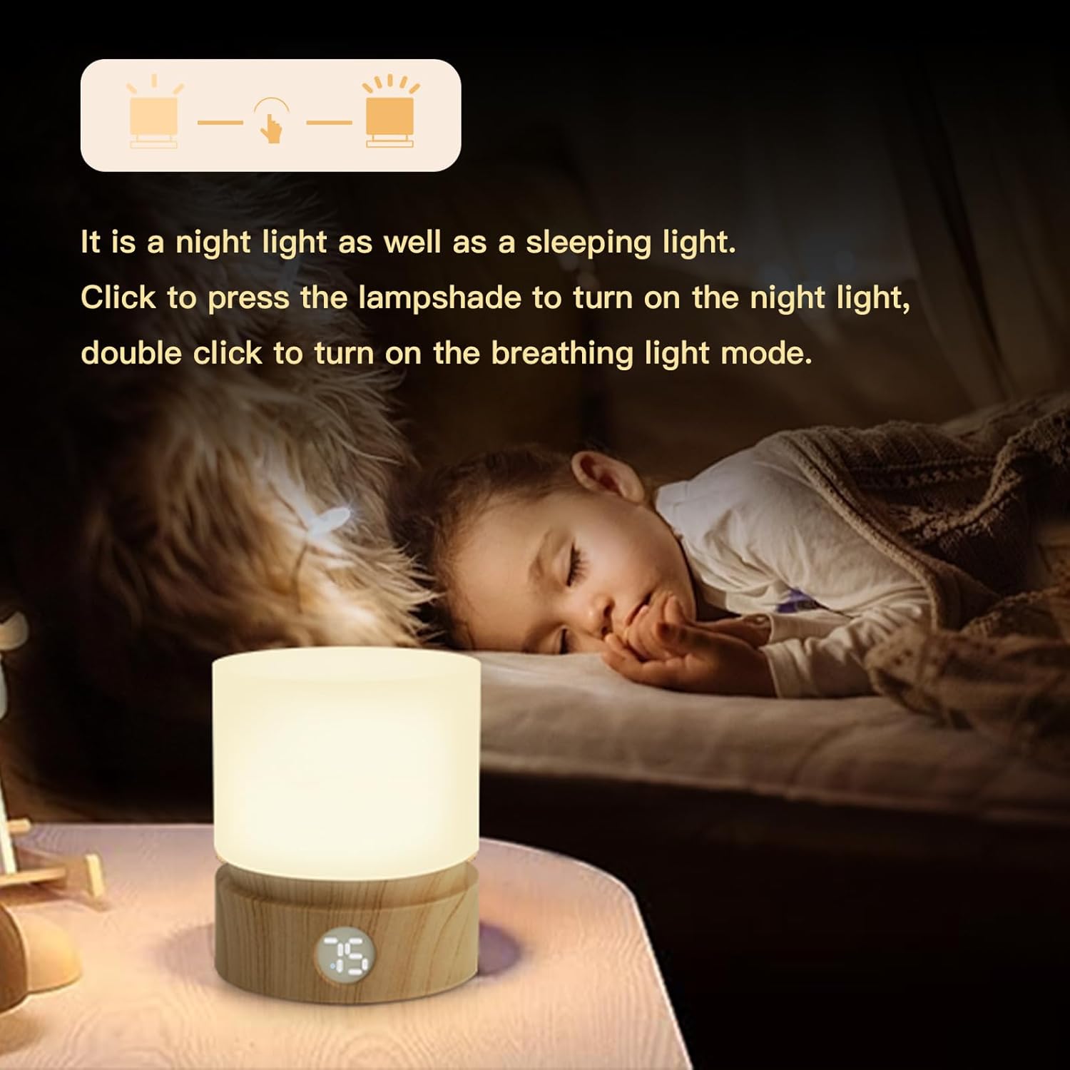 Mielukan Lámpara de mesa pequeña, luz nocturna portátil regulable con temporizador para niños, luz LED cálida de 3000 K, lámparas de noche pequeñas