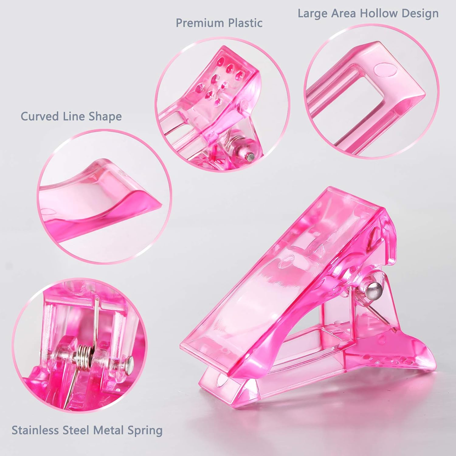 6 piezas de polygel de construcción rápida puntas de uñas clip rosa transparente extensión de dedo UV LED constructor puntas de uñas clips con 1
