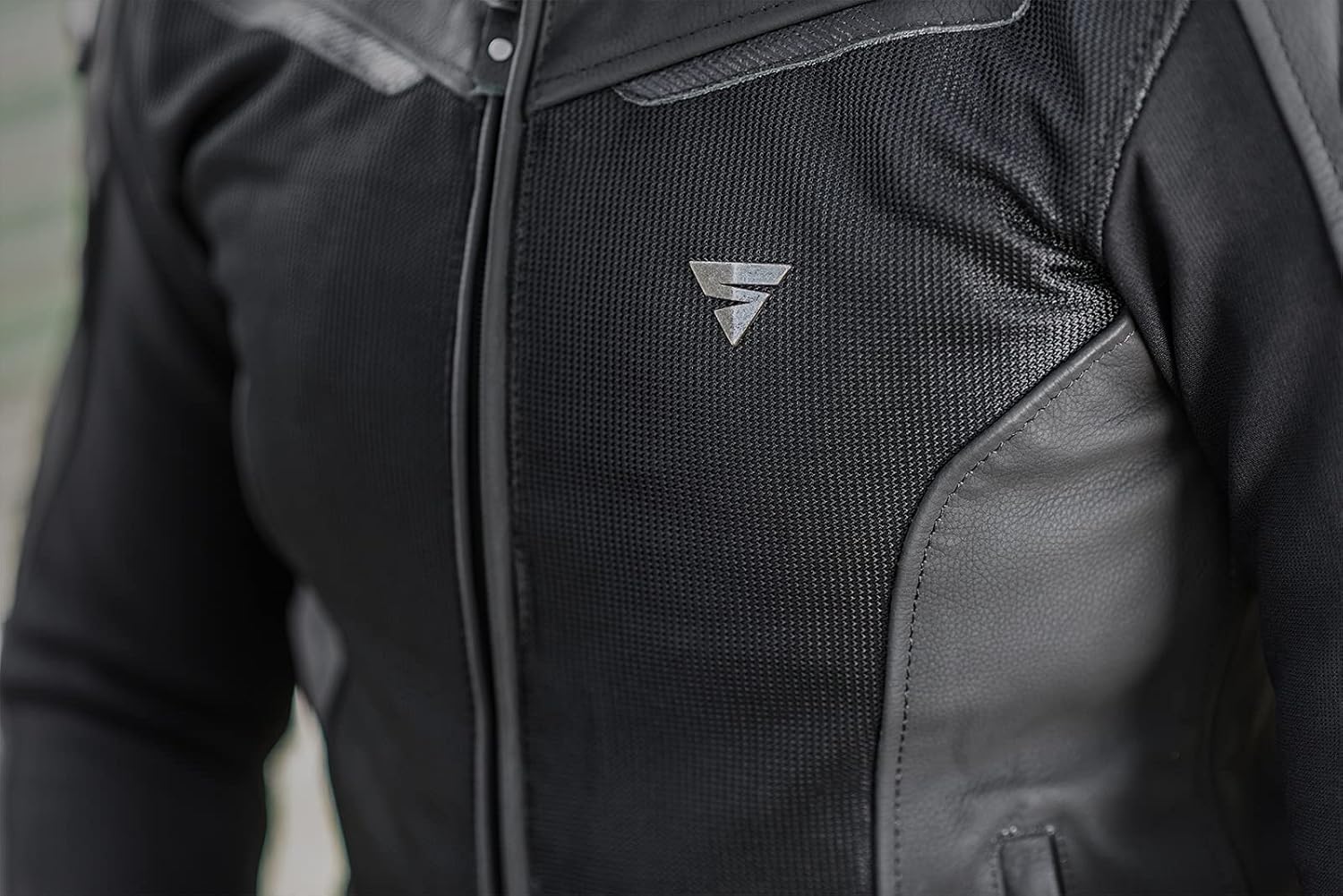 SHIMA PISTON – Chaqueta y pantalones de moto para hombre, cuero y malla, con paneles elásticos, protectores CE