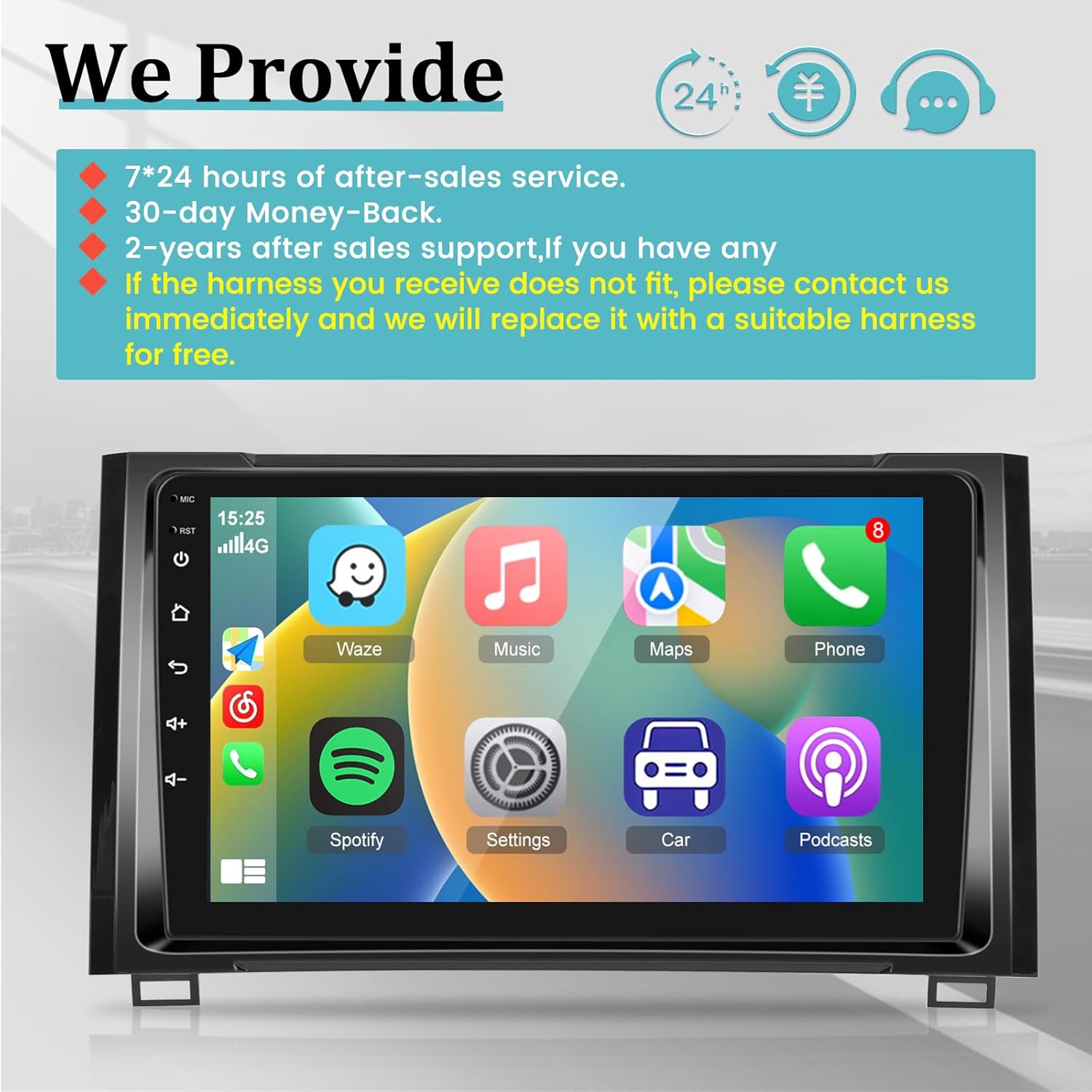 Radio de coche Android 2+64G para Toyota Tundra 2014-2017 con Apple Carplay y Android Auto – Pantalla táctil de 9 pulgadas Soporte estéreo WiFi GPS