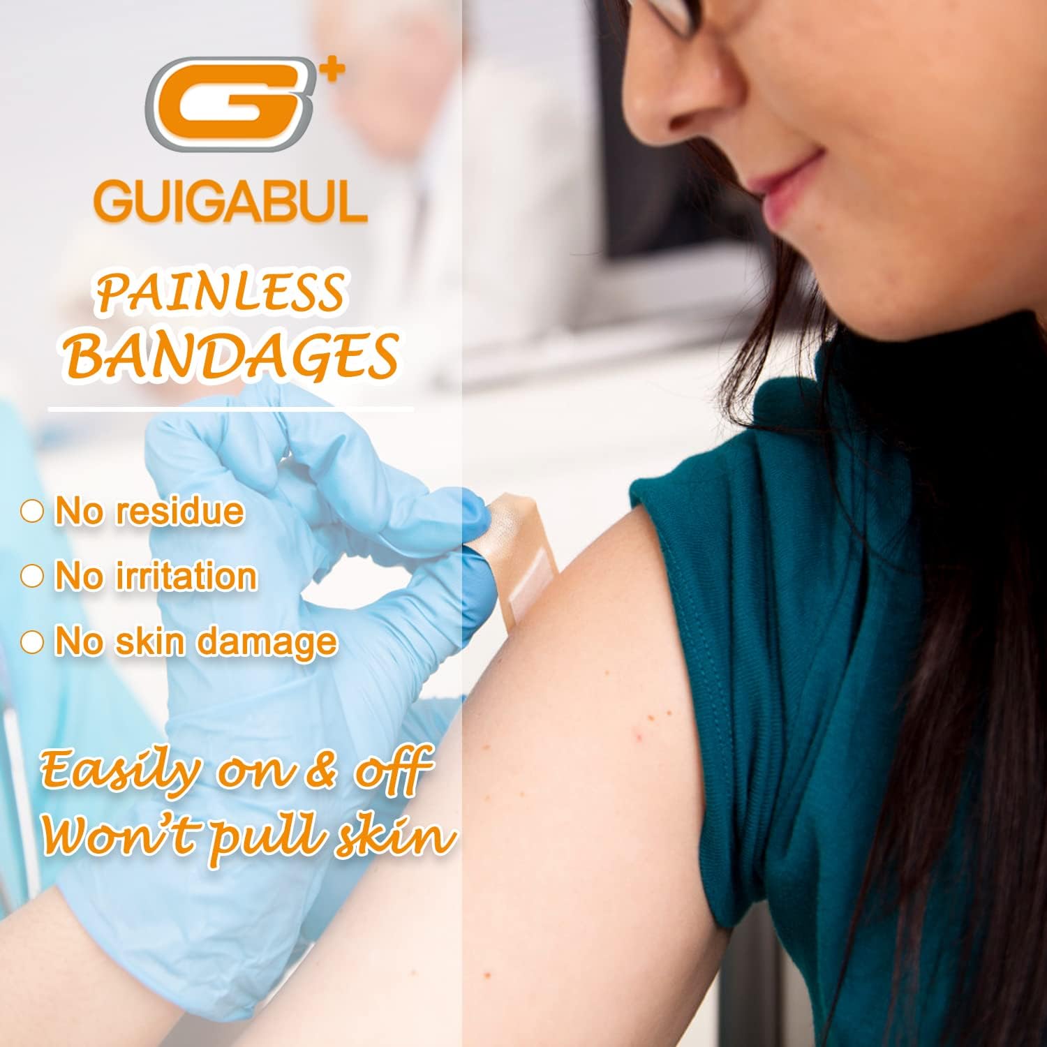 Silicone Adhesive Bandages for Sensitive Fragile Skin Various Sizes – Latex Free Bandaids for Kids and Elderly by G+ GUIGABUL 50 ct (0.75″x3″) + 20