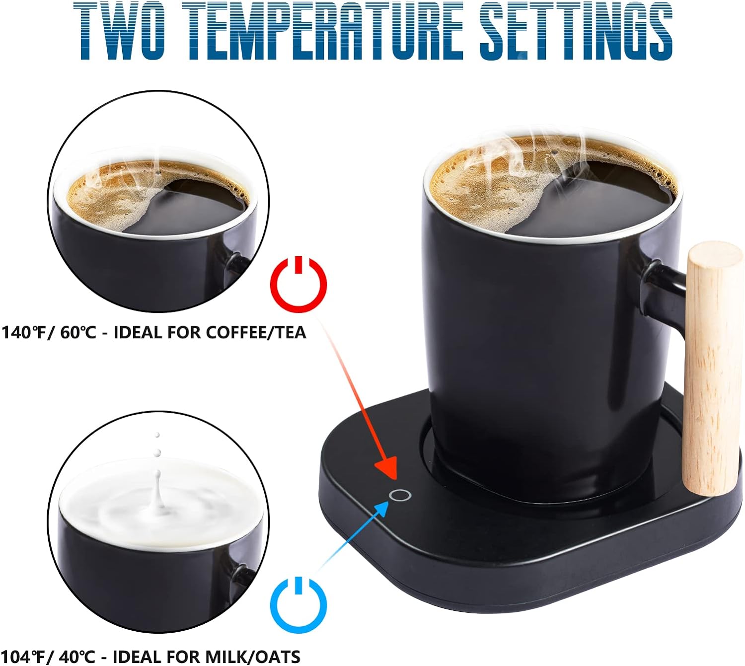 HOWAY Coffee Mug Warmer Set, Self Heating Temperature Control, 14oz with Lid