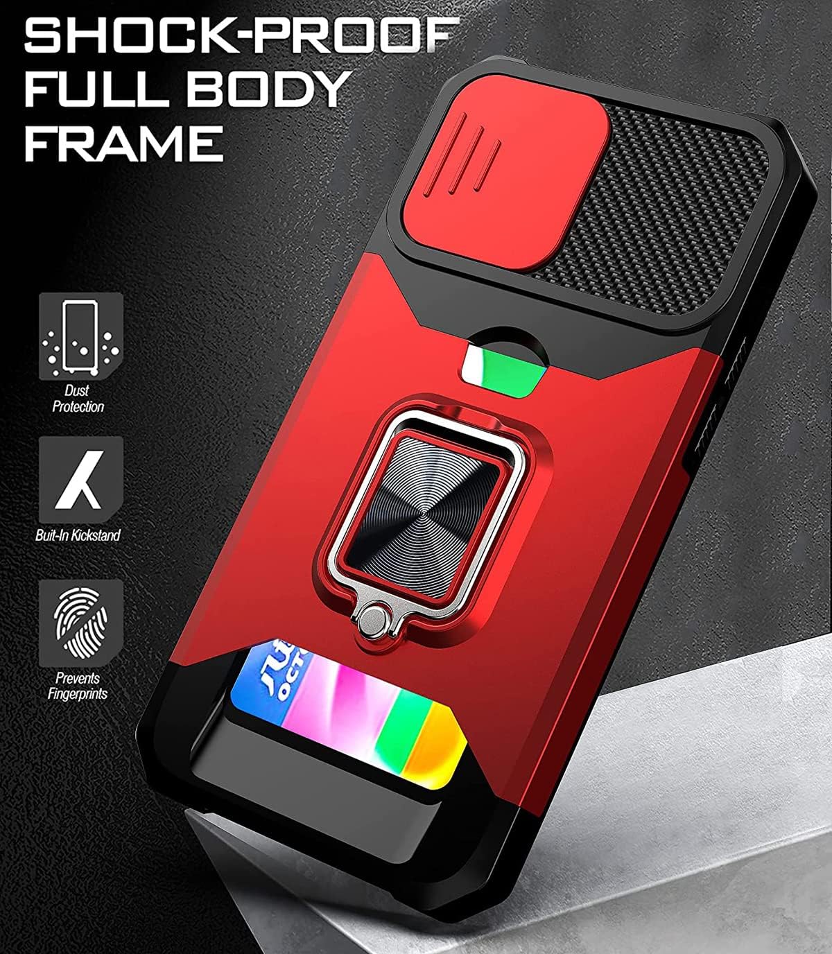 CCSmall Funda para OnePlus 10 Pro con funda para cámara, protección deslizante de lente con tarjeteros con función atril magnético integrado para