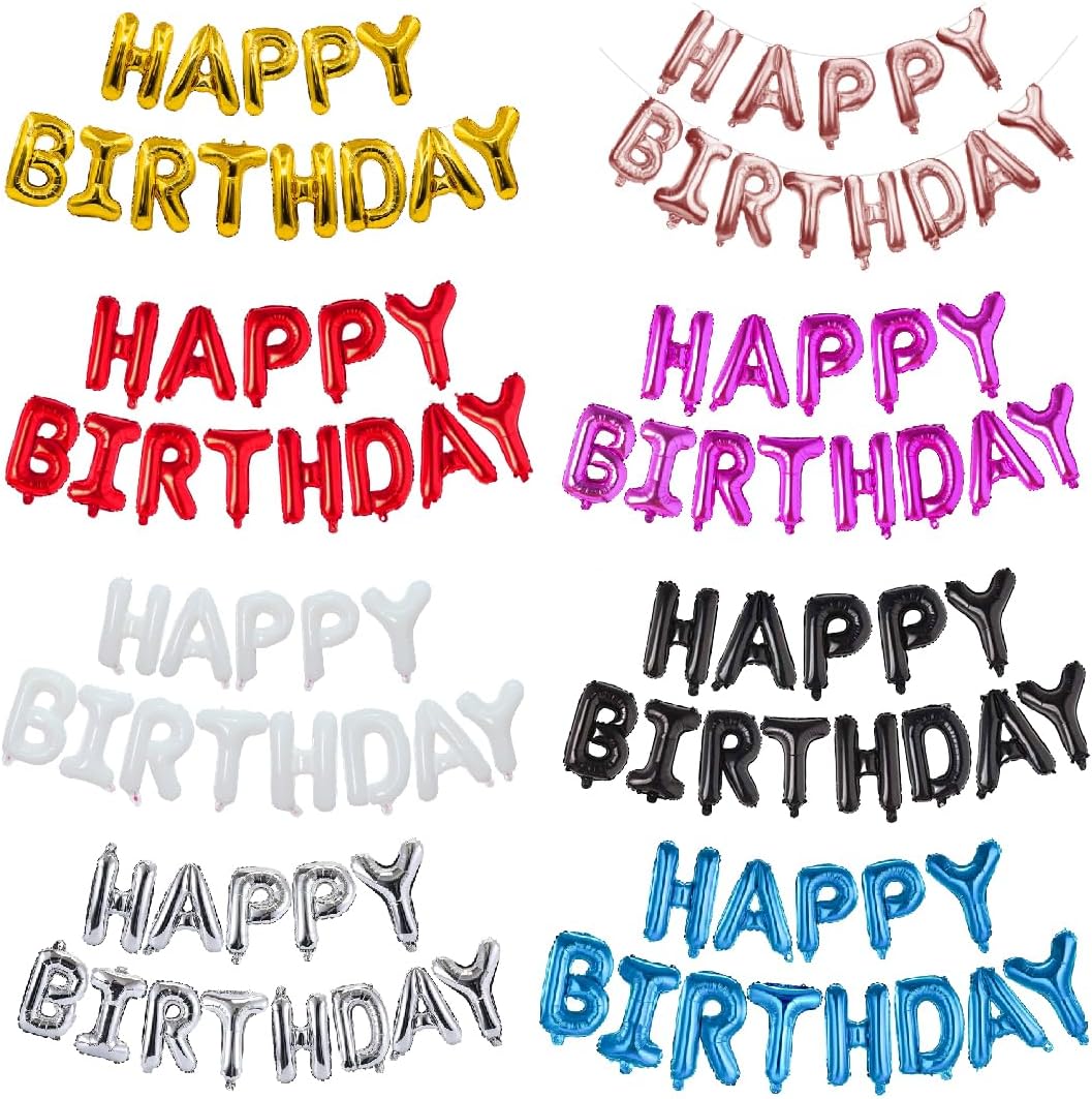 Cartel de globos de feliz cumpleaños, letras de papel de aluminio de Mylar de 16 pulgadas para decoración de cumpleaños, letrero de globos de feliz