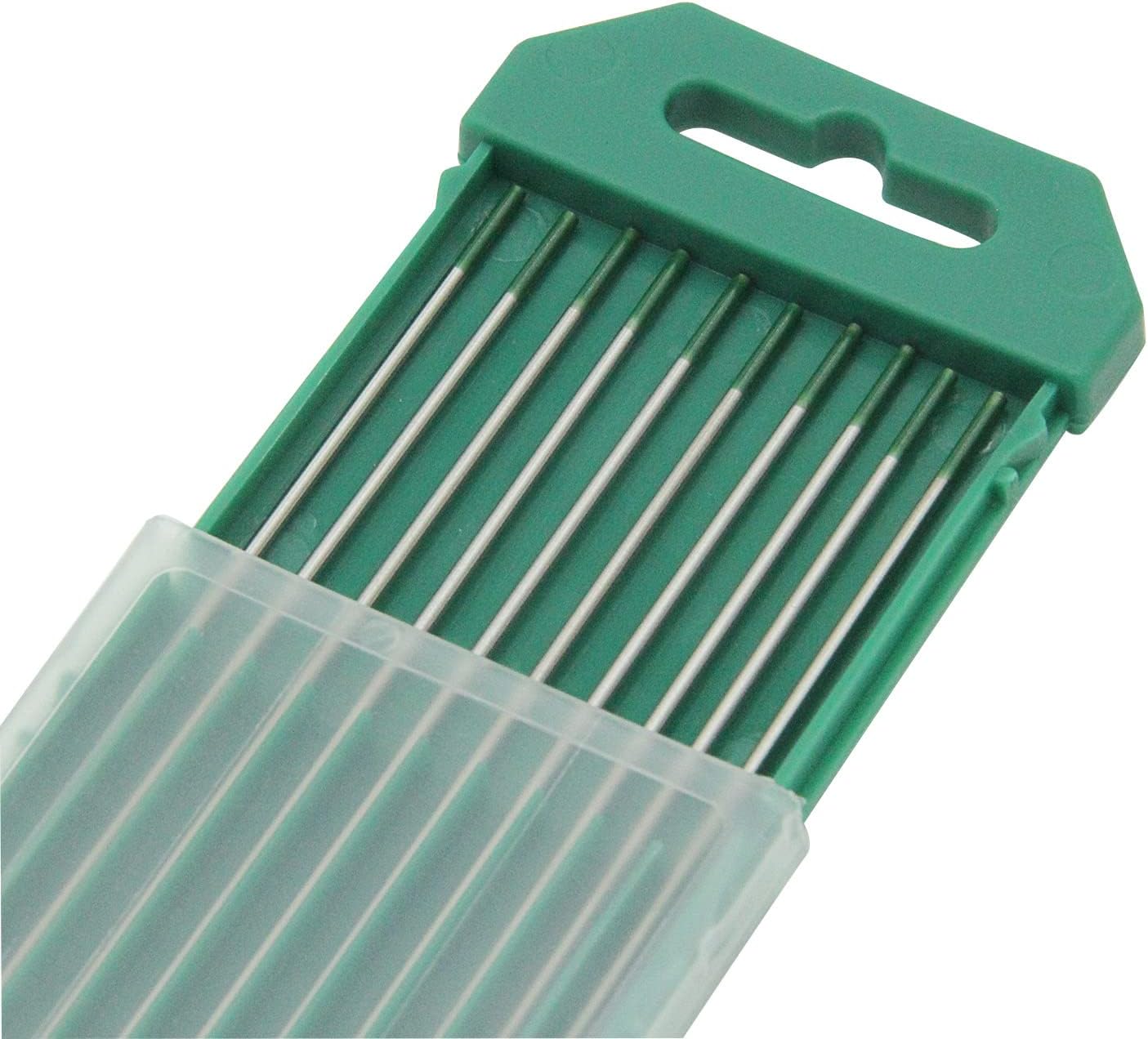 Electrodos de tungsteno para soldadura TIG, tungsteno puro, 116 x 7 pulgadas (verde, WP), paquete de 10 unidades