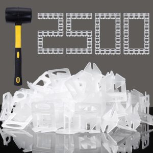 Clips para sistema de nivelación de azulejos de 132 pulgadas, 2500 piezas de clips espaciadores de azulejos y martillo de mazo de goma de 16 onzas. Clips para sistema de nivelación de azulejos de 132 pulgadas, 2500 piezas de clips espaciadores de azulejos y martillo de mazo de goma de 16 onzas.