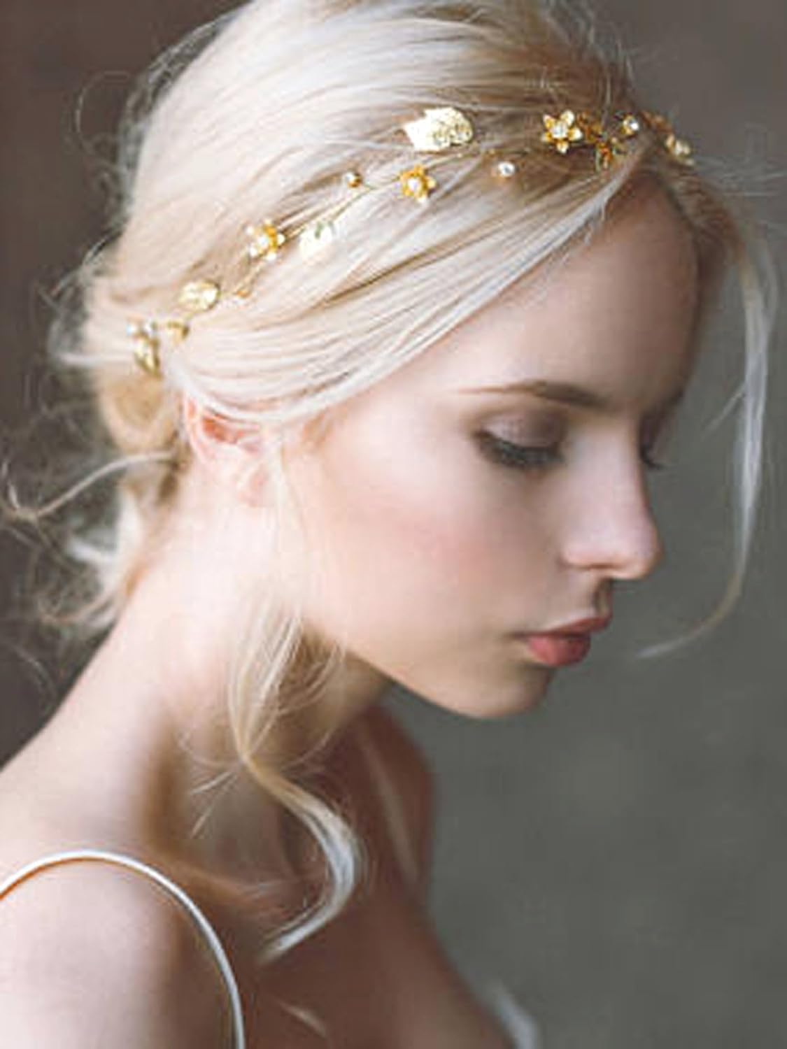 Yean Diadema de novia para el pelo de la boda con hojas doradas, accesorios de novia para mujer (dorado) (dorado)