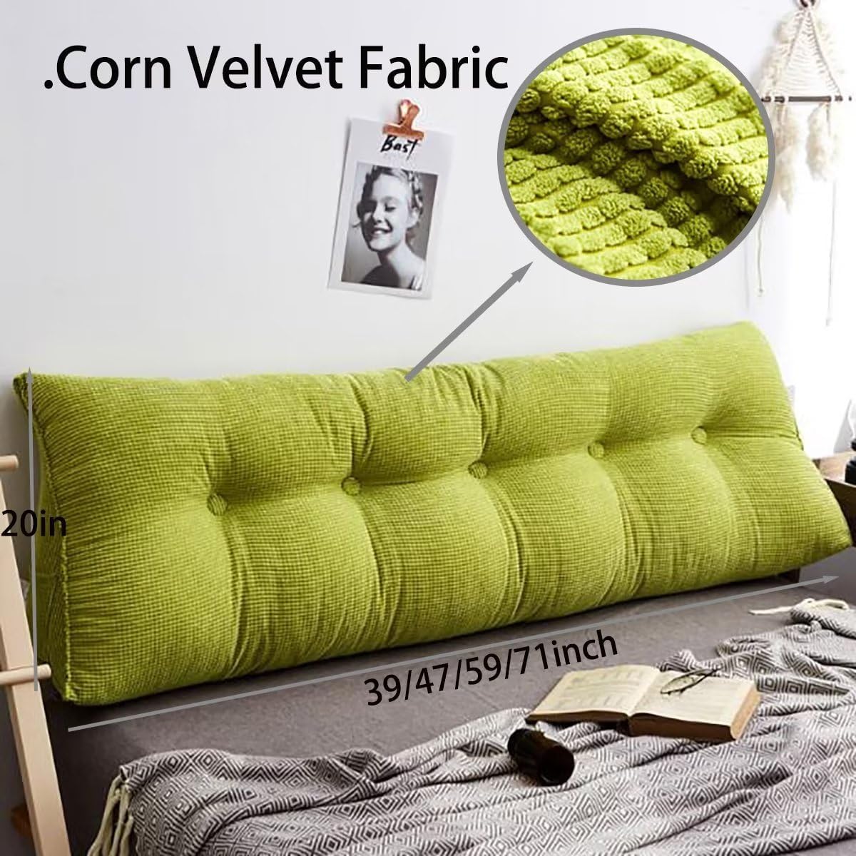 TESICA Almohada triangular de cuña para posicionadores de cuerpo, almohada de lectura, cojín de apoyo para cabecero y respaldo, para cama de día,