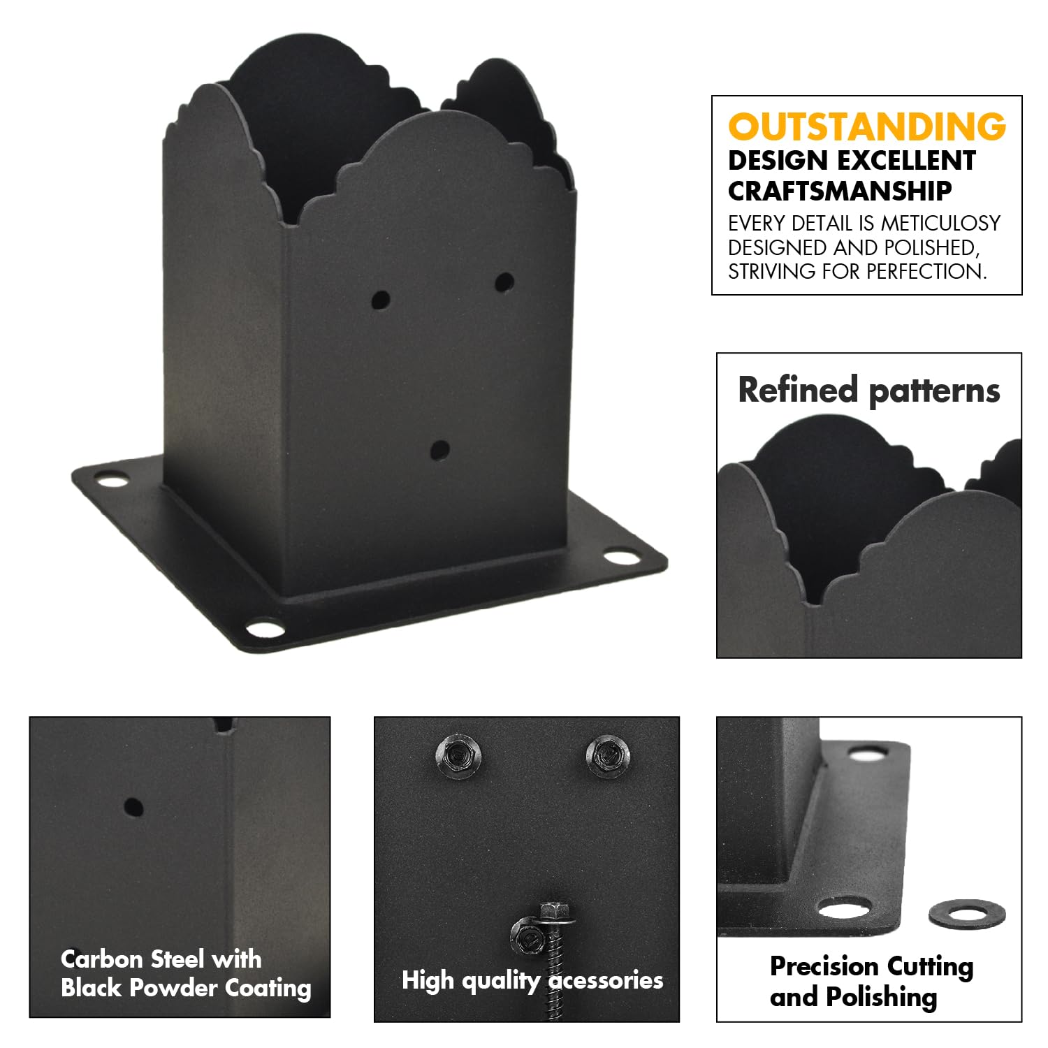 Creative Design – Base de poste de 4 x 4 pulgadas, soporte cuadrado para buzón de valla, base de poste atornillada, anclaje de tierra para poste de
