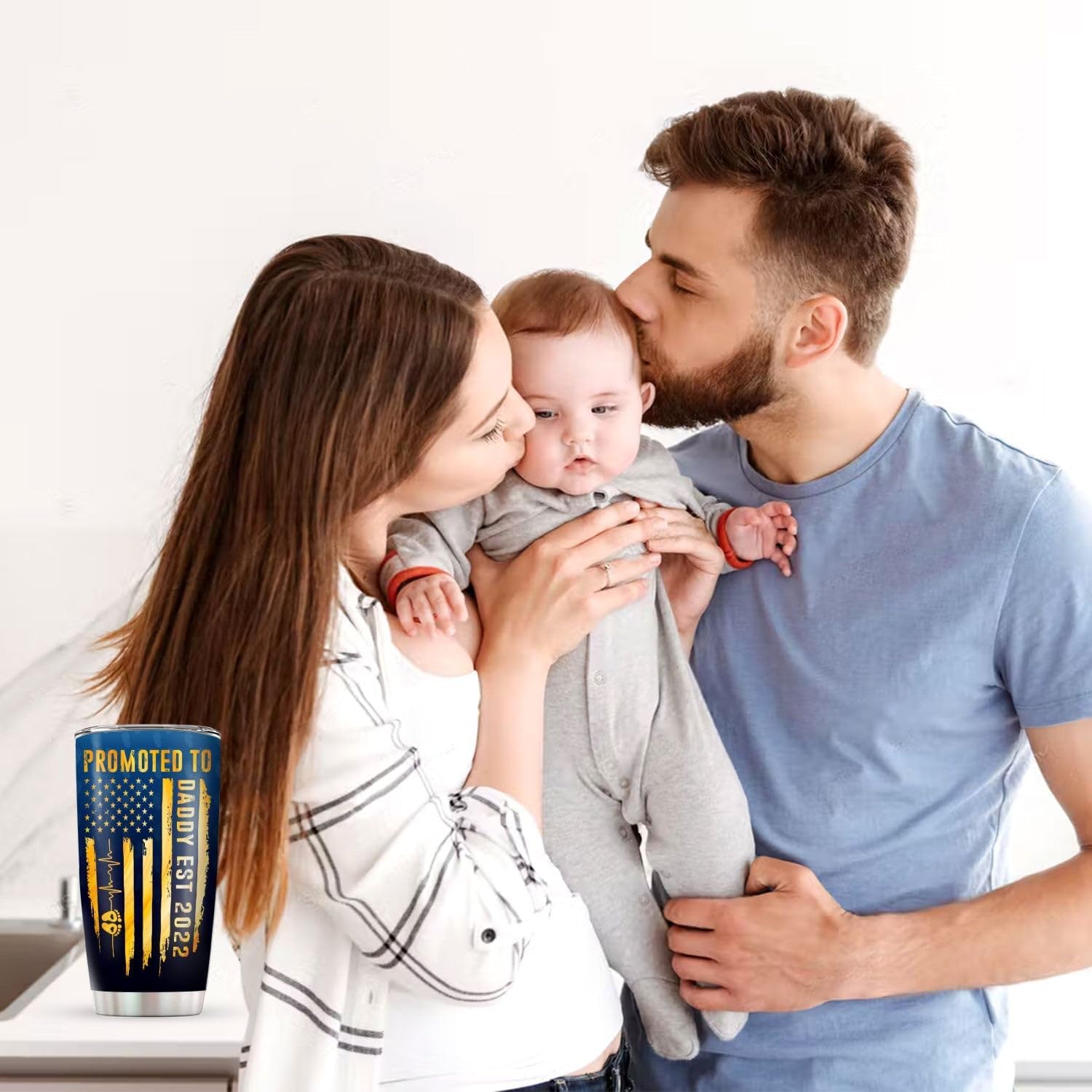 Vaso de 20 onzas con aislamiento duradero de acero inoxidable para el Día del Padre Promoted To Daddy 2023, para acampar o viajar, con aislamiento