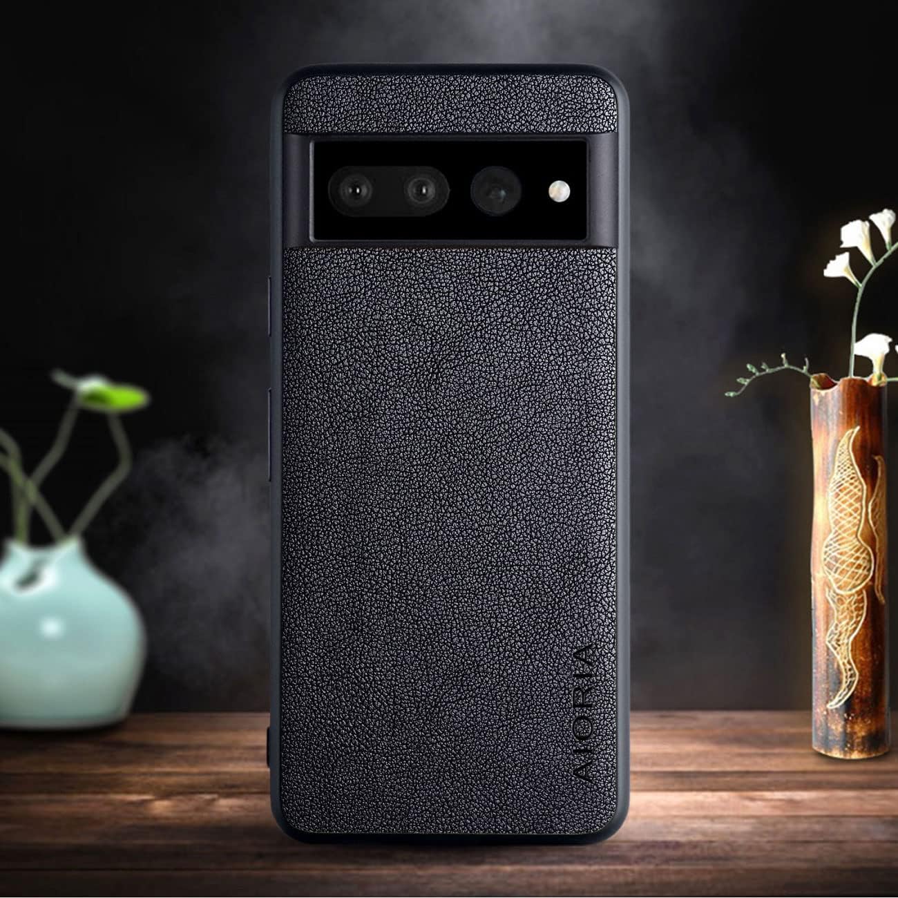 Funda protectora completa para Google Pixel 7, funda de cuero premium para teléfono con diseño retro para Google Pixel 7 5G (negro)