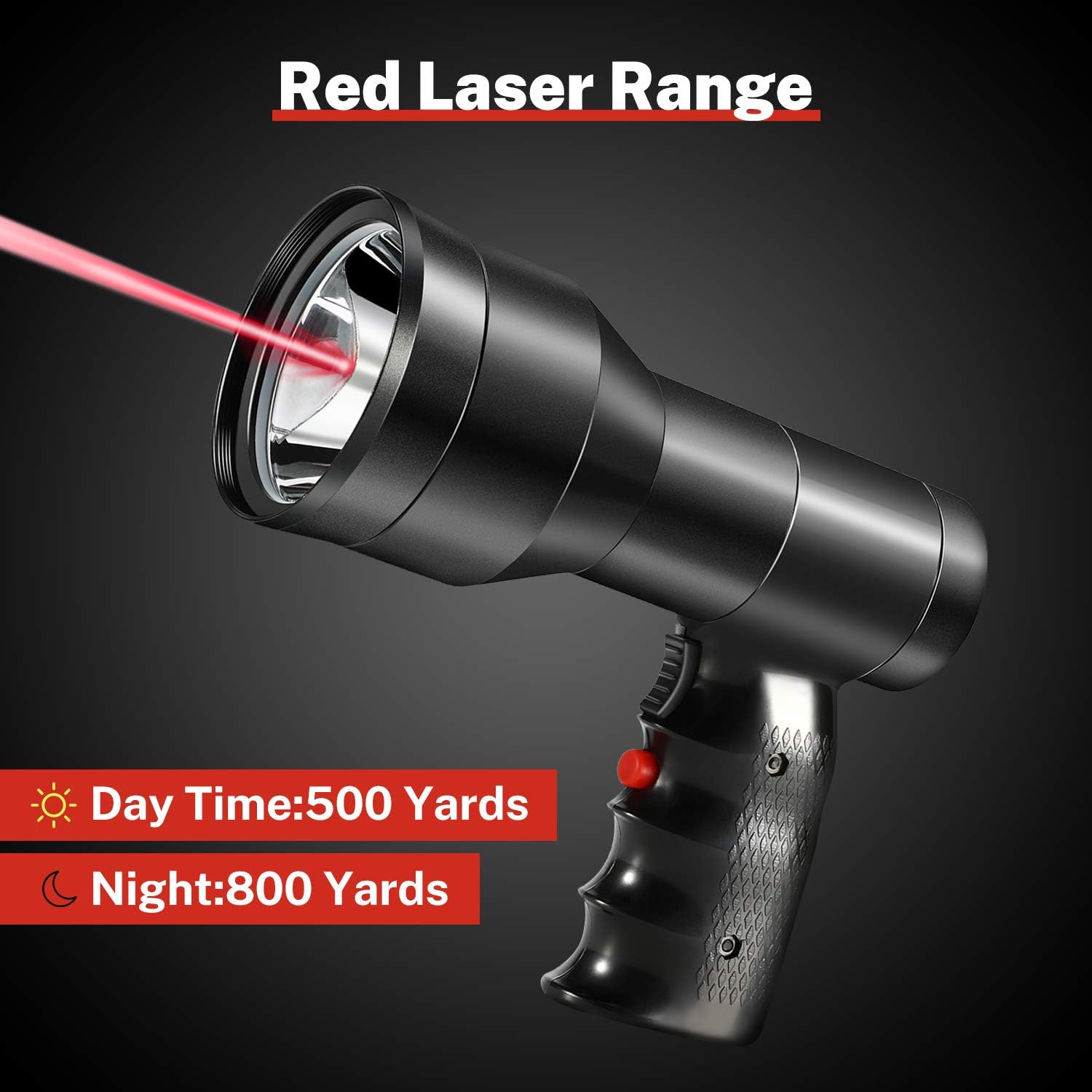 GearOZ Linterna de foco de caza, 90000LUX luz de punto recargable IP68 impermeable de mano LED luz de caza con filtro rojo verde para caza coyotes