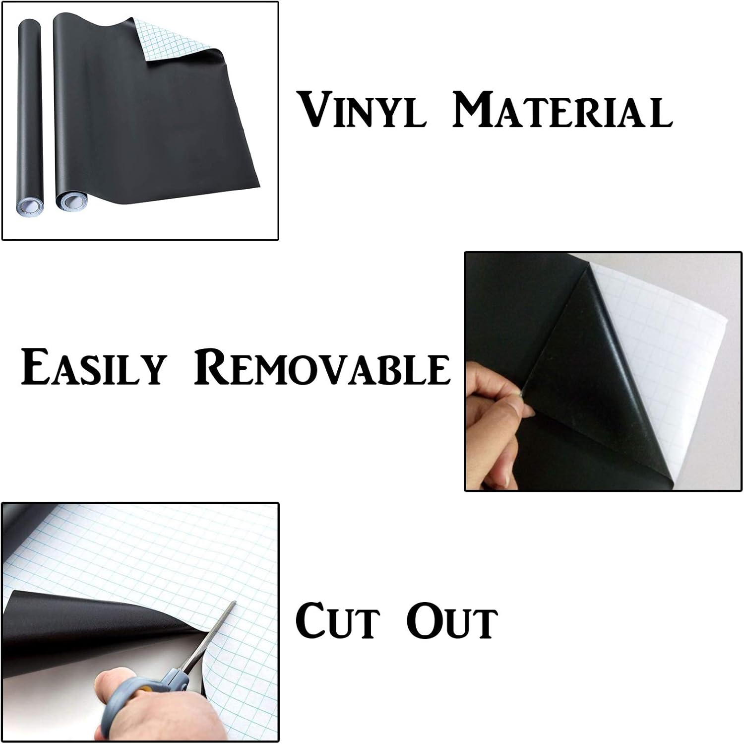 BANNER BUZZ MAKE IT VISIBLE Rollo de papel adhesivo negro de pizarra, adhesivo de vinilo autoadhesivo para pared, para el hogar, la oficina y la