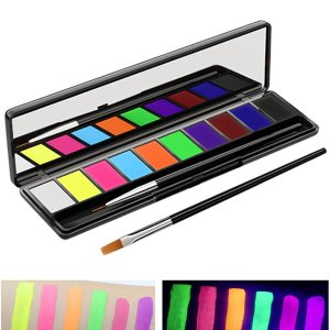 Paleta de pintura activada por agua de neón de 10 colores, gráfico hidra de brillo UV de arcoíris mate, delineador de ojos neón luminoso de color, Paleta de pintura activada por agua de neón de 10 colores, gráfico hidra de brillo UV de arcoíris mate, delineador de ojos neón luminoso de color,
